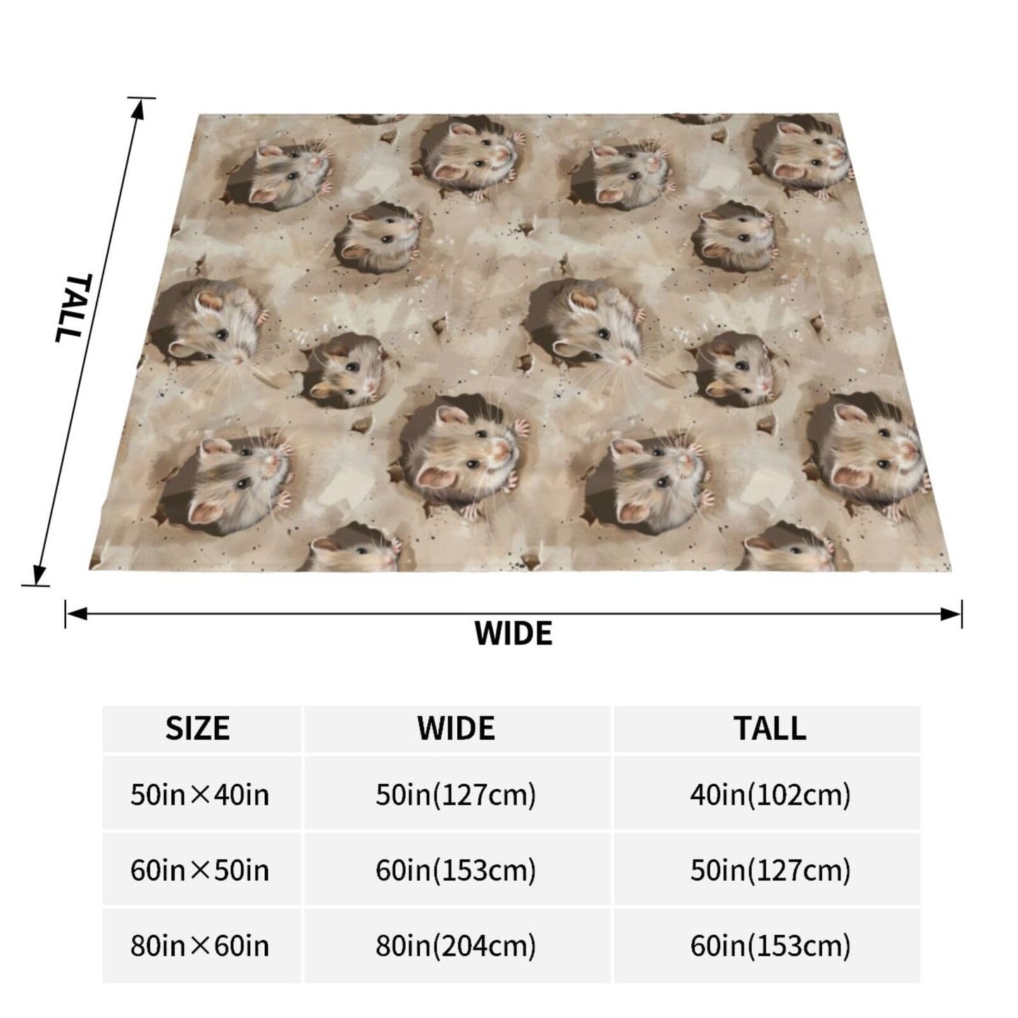 Qycazzw Cute Rat Blanket Gifts for Women Kids, Woodland Mouse Theme Flannel Blankets, Warm Cozy Soft Throw for Bedroom, Camping, Couch, Decor 50x60 in