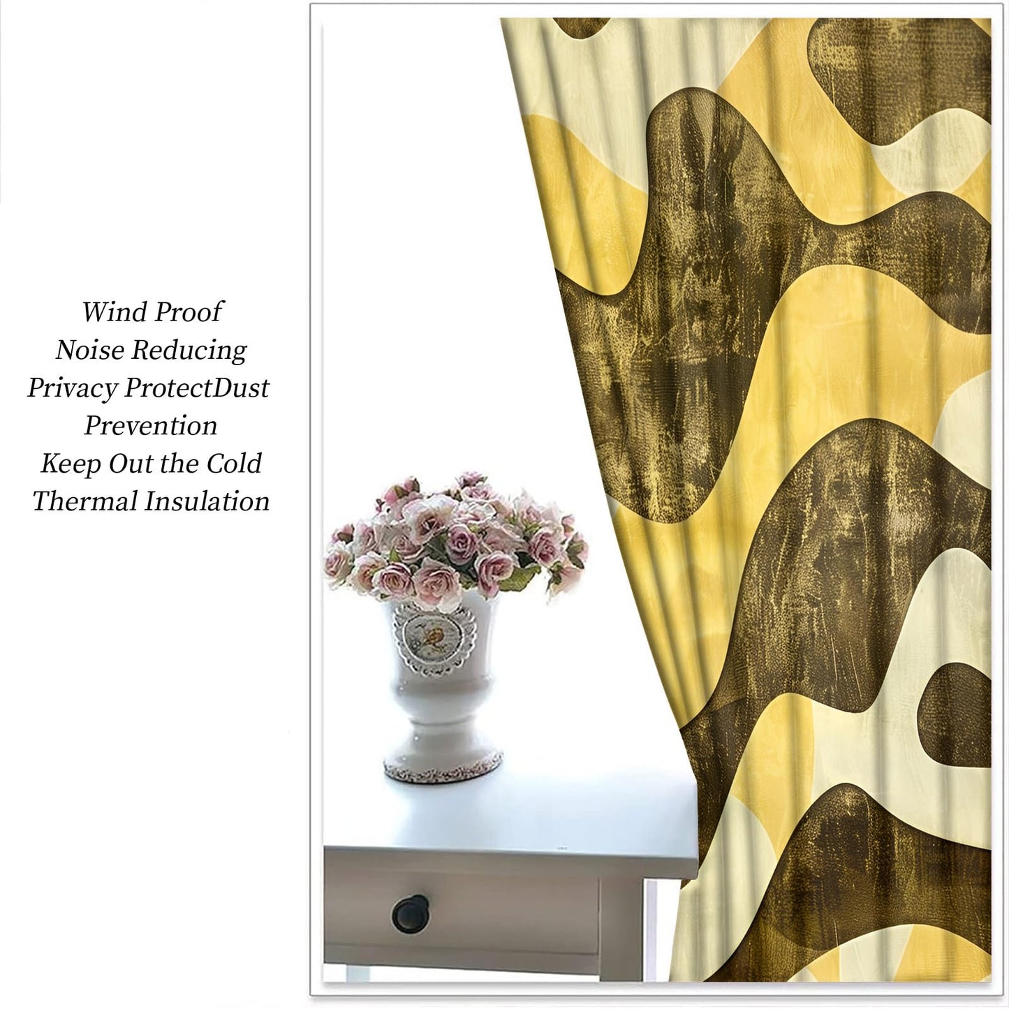 XAFIAUR Wave Art Curtains,Abstract Stripes Blackout Curtains Retro Style Grommet Drapes 2 Panels for Bedroom Living Room 31.5" W x 63" L x2