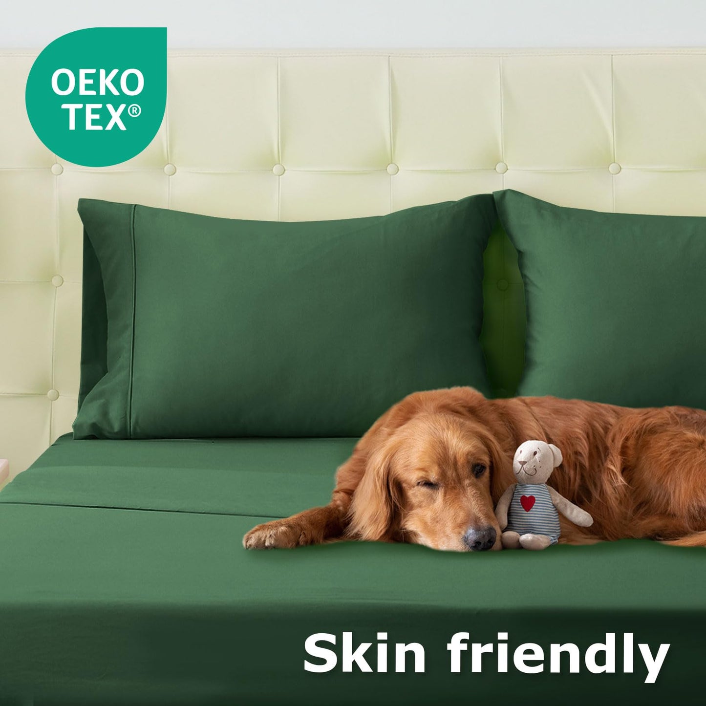 Homilay Queen Size Bed Sheet Set - 4 Piece Soft Microfiber Sheets with Deep Pockets, Cooling Technology, and Wrinkle-Free Pillowcase. Hotel-Quality, Durable Bedding, Eden Green