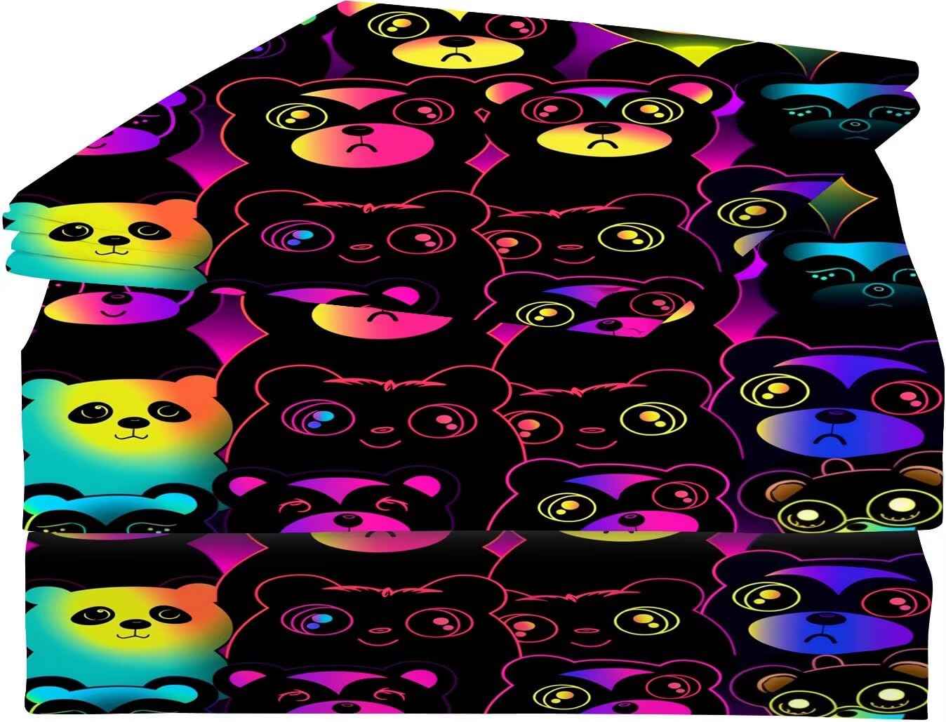 VTKON Lesser Panda Sheets Set Twin for Girls Boys Black Cartoon Lesser Panda Bedding Set for Kids Room Decor Cute Kids Bed Set with 1 Fitted Sheet, 1 Flat Sheet and 1 Pillowcase