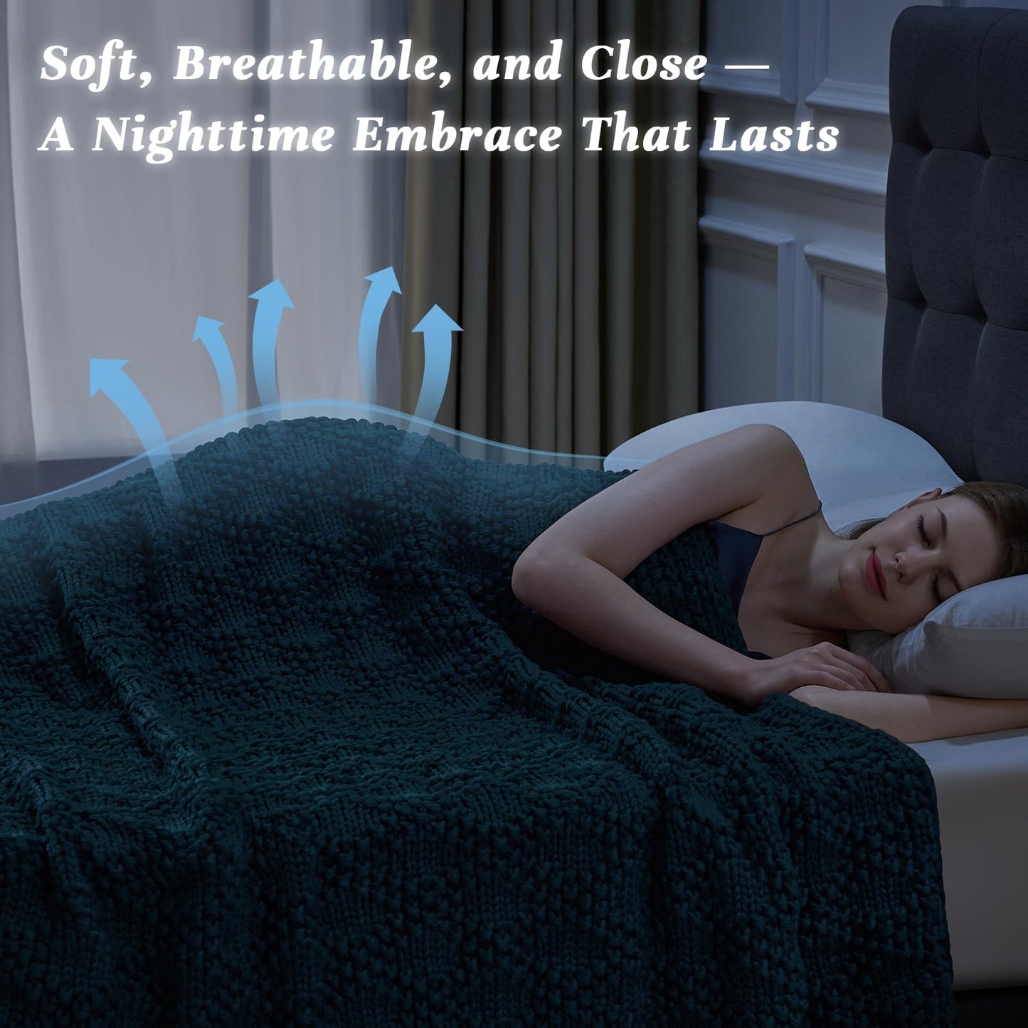 Anysay Knitted Weighted Blanket for Adult, Chunky Knit Weighted Throw for Sleep 48"*72" 10lbs, Cooling Breathable Heavy Blanket for Hot Sleepers, Machine Washable Blanket for Room Decor(Peacock)