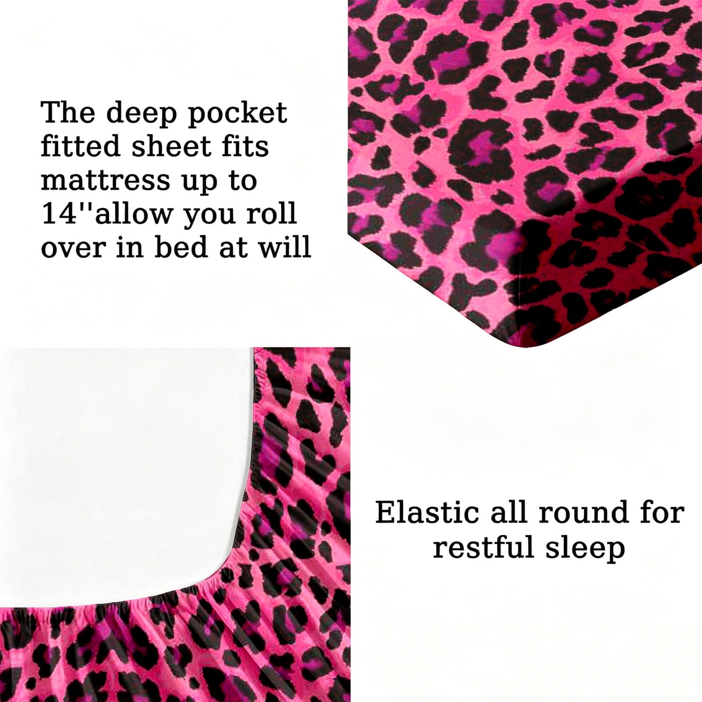 MUSOLEI Colorful Girl Fitted Sheet Set Leopard Print Sheet, 3D Rainbow Bedding Set Girls Twin Sheets 2PCS Boho 1 Fitted Sheet with 1 Pillowcase Wrinkle Free Cozy Microfiber Twin Sheets for Girls (T)