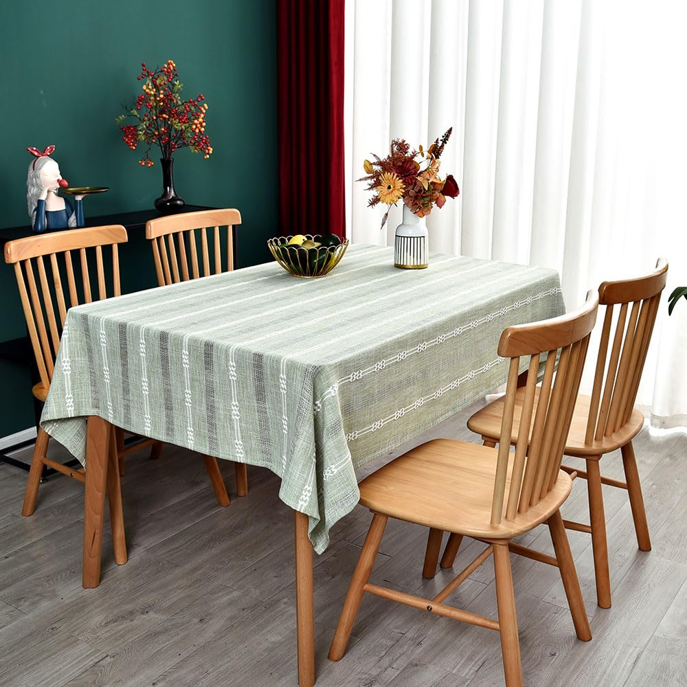 Yofori Heavy Duty Cotton Tablecloth for Square Table Sage Green Farmhouse Vintage Tablecloth Washable Rustic Table Cover (Sage Green, Rectangle, 52''x52'', 4 Seats)