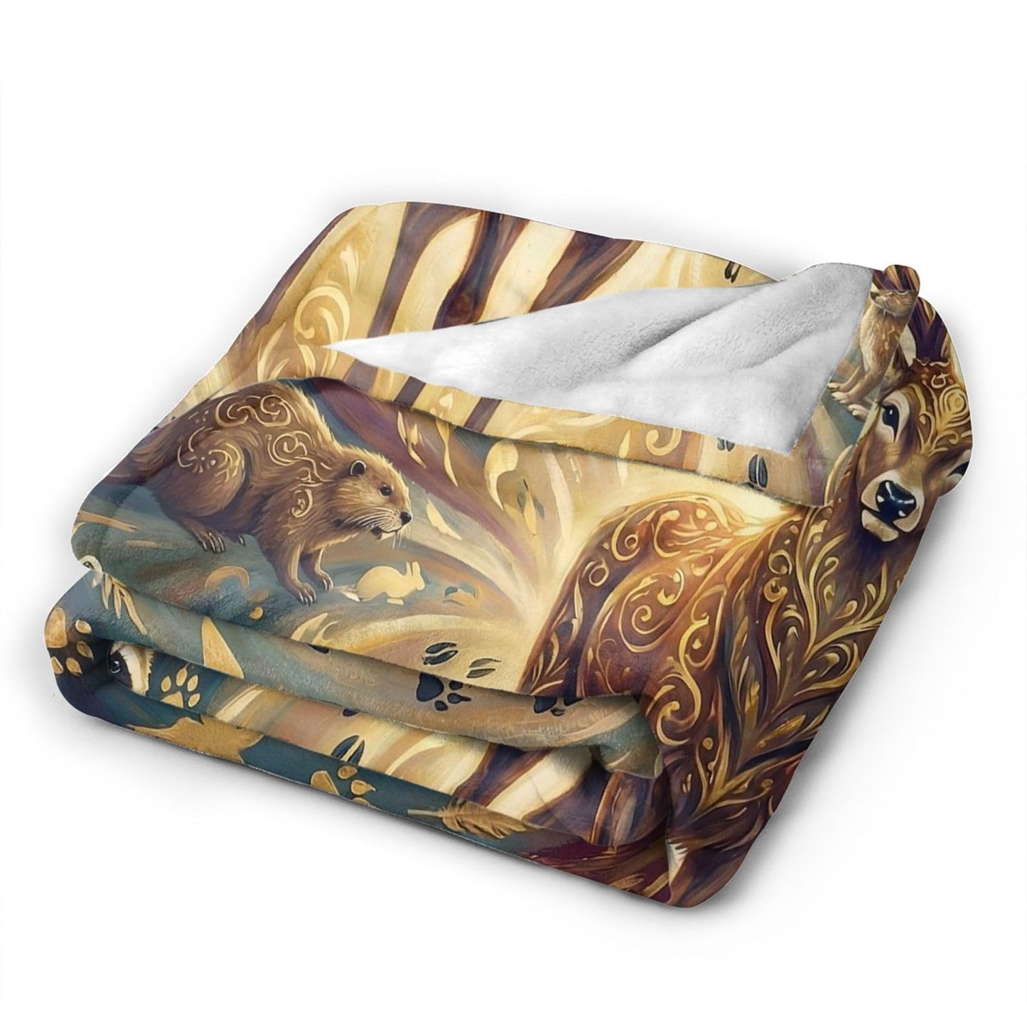 Gbuzozie Deer Owl Eagle Rabbit Wolf and Tiger Wild Animals Fleece Blanket Lightweight Elk Hunting Gifts Throw Blanket for Sofa Couch Bed Camping Travel - Super Soft Cozy Microfiber Blanket 50"X40"