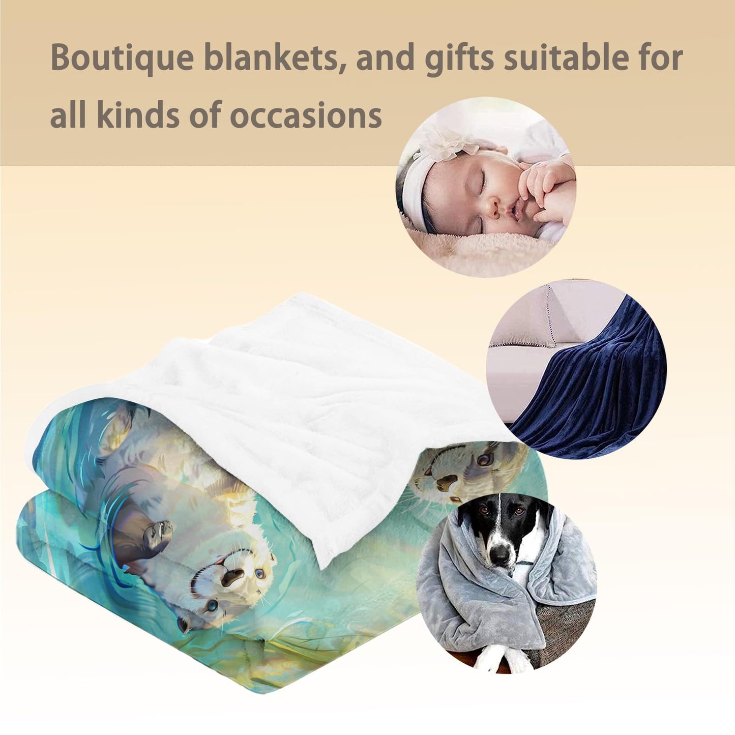 Ti Caldi Cute Swimming Otter Blanket - Soft Warm Fuzzy Flannel Throw Blanket, Cozy Lightweight Blankets for Couch, Bed, Travel & Outdoor Use, Ideal for Adults Kids Women Boys Girls 50×60 in