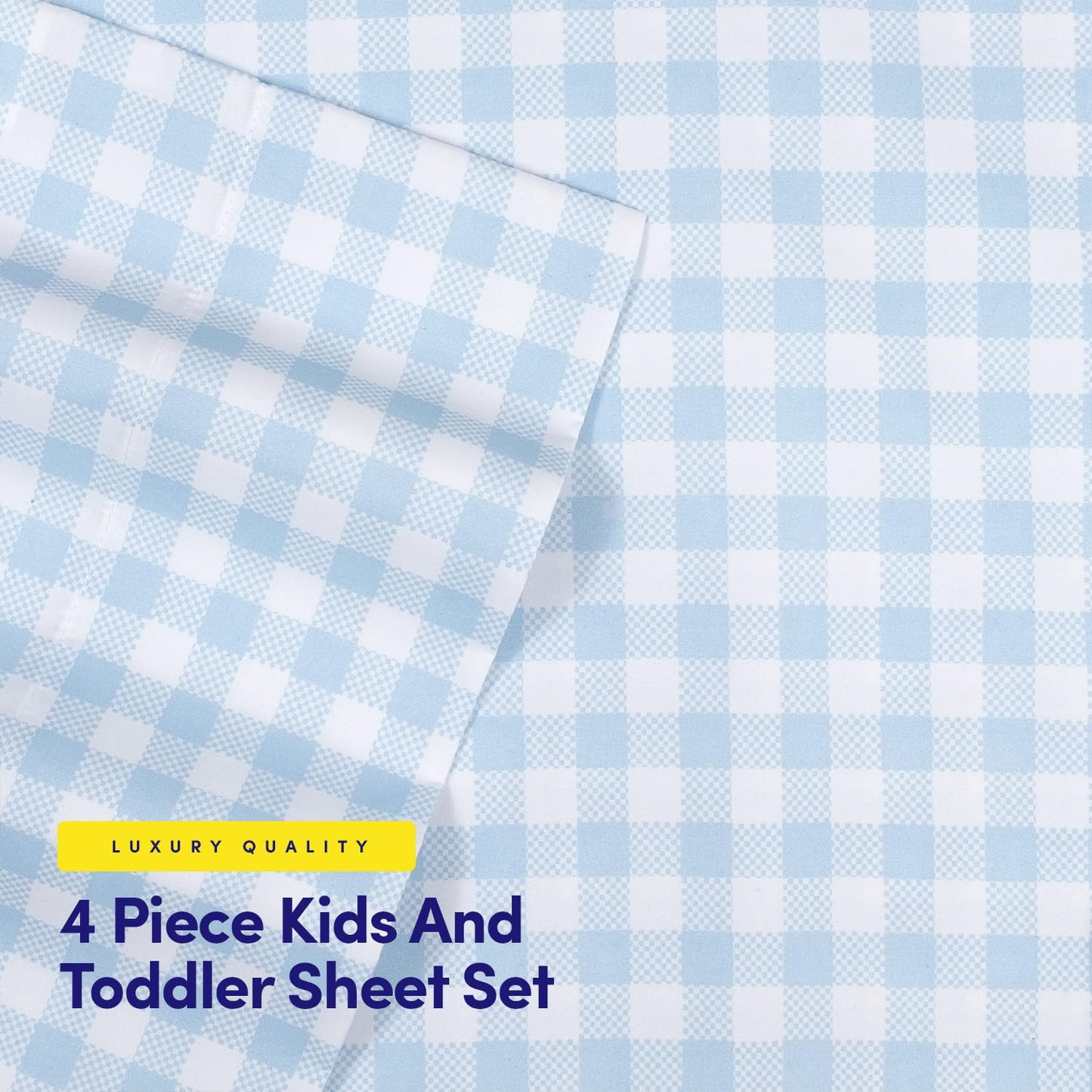1500 Supreme Kids Bed Sheet Collection - Fun Colorful and Comfortable Boys and Girls Toddler Sheet Sets - Deep Pocket Wrinkle Free Soft and Cozy Bedding - Twin, Blue Gingham