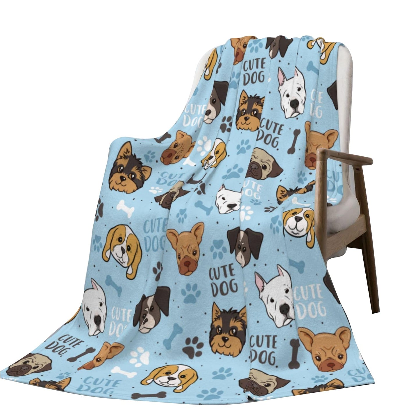 Cute Puppy Dog Dogs Fleece Blanket - Soft Cozy Plush Throw Blanket for Adults Kids Pet, Lightweight Warm Flannel Sherpa Blanket for Couch Bed Sofa, Gift for Dog Lovers 50"x40"