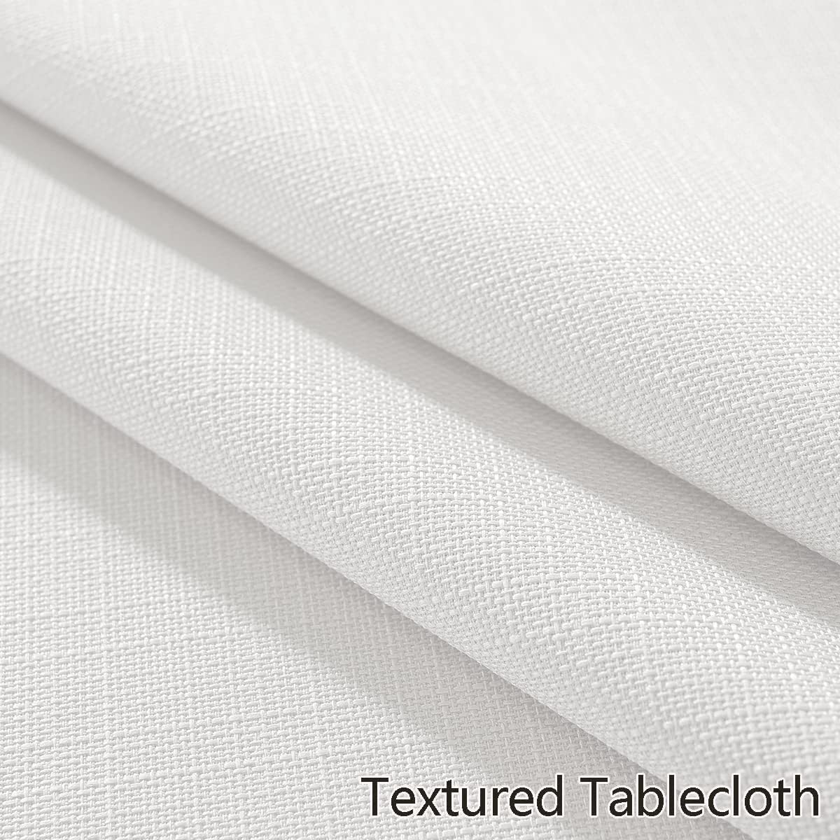 Honellaty Faux Linen Rectangle Tablecloth, 200GSM Waterproof Washable Textured Woven Table Cloth, Fabric Table Cover for Dining, Party, Wedding, Indoor Outdoor (52 x 70 Inch Rectangular, White)
