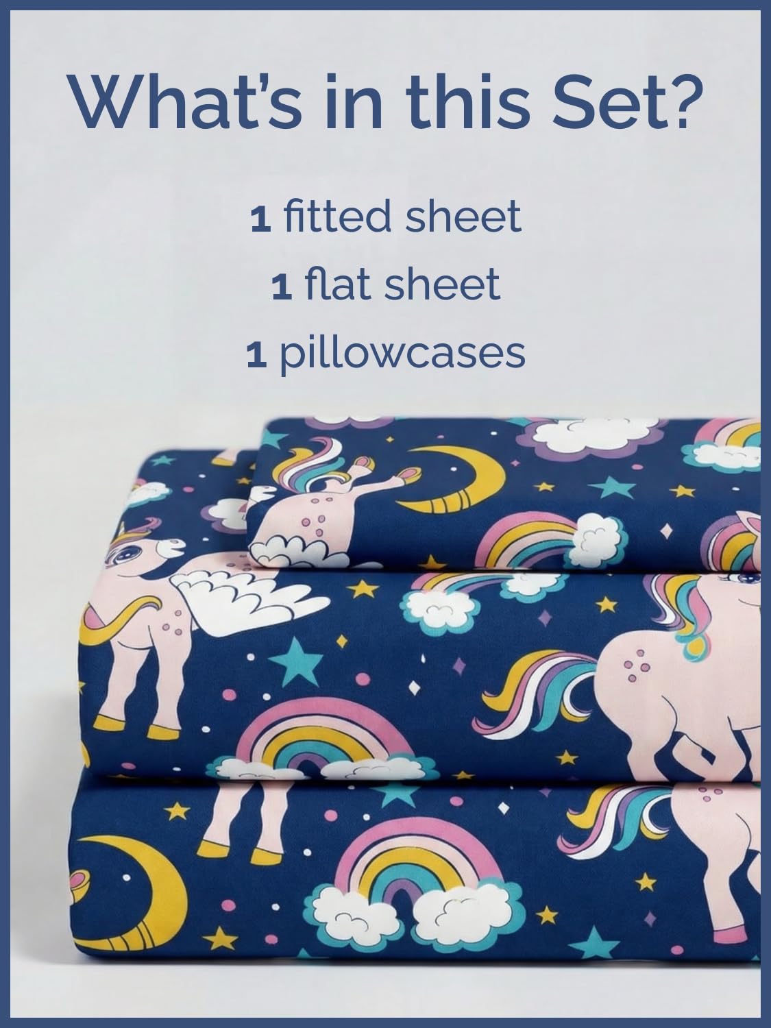 CGK Unlimited Kids Magic Unicorns Twin 3 Piece Sheet Set - Boys, Girls, Teens, Toddler - Easy Fit Deep Pockets - Soft, Cooling & Breathable Sheets - Cute, Cozy, Fade & Wrinkle Free - Machine Washable