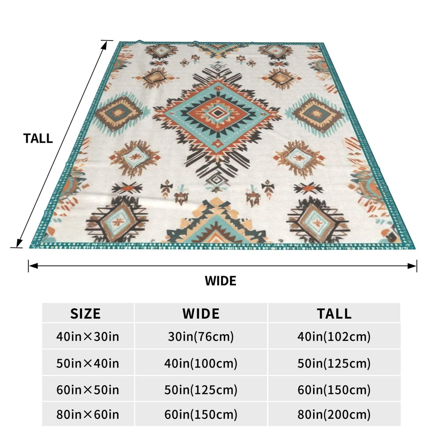Boho Throw Blanket Soft Flannel Blanket 60"x50" in Bed Blanket Home Decor for Room Sofa Couch All Season