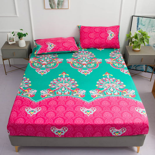 Boho Exotic Fitted Sheet Twin Size Bohemian Mandala Paisley Bed Sheet Set Women Vintage Enthic Tribal Floral Sheet Set Microfiber Super Soft Bed Set (No Flat Sheet) 1 Fitted Sheet+1 Pillow Case