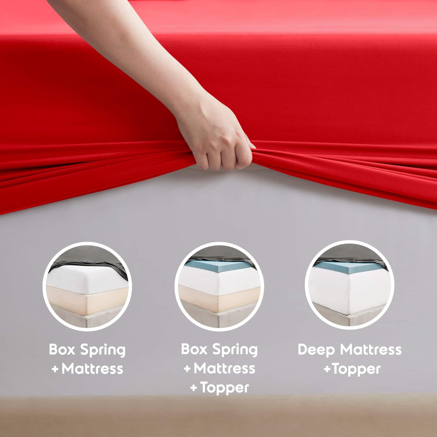 Nestl Extra Deep Cal King Sheet Set - 6 Piece Breathable & Cooling Sheets - Hotel Luxury Bedding Set w/18-24 Inch Deep Pockets - Easy & Secure Fit - Super Soft, Wrinkle Free & Comfy - Red