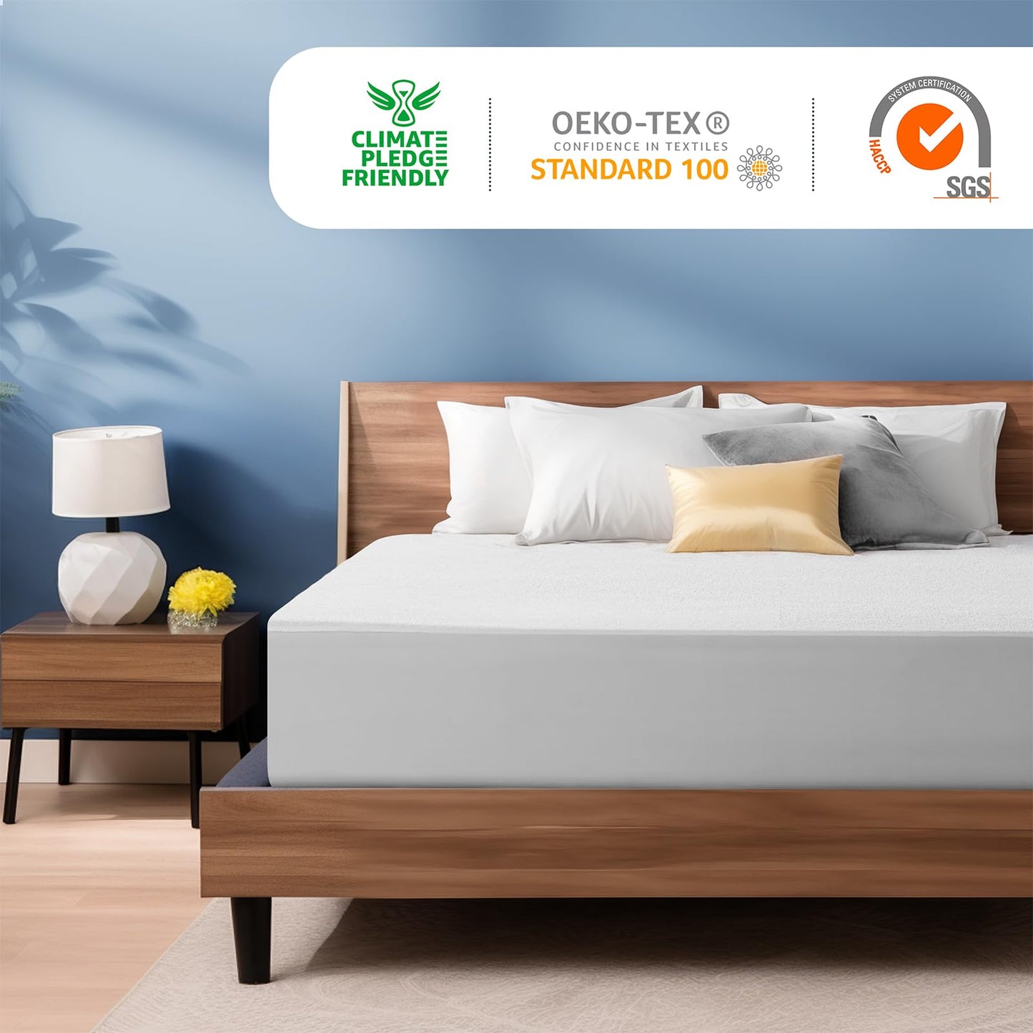 TASTELIFE King Size Waterproof Mattress Protector - 100% Waterproof Fitted with Deep Pocket Mattress Cover - Breathable Noiseless Bed Mattress Protector Washable - Vinyl Free (White)