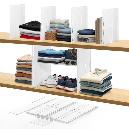 TrueBlueBamboo Adjustable Height Strong Metal Shelf Divider Organizer for Kitchen, Bookshelves, Pantry, Closet. Will not Bend. Extendable Up to 14 inch.