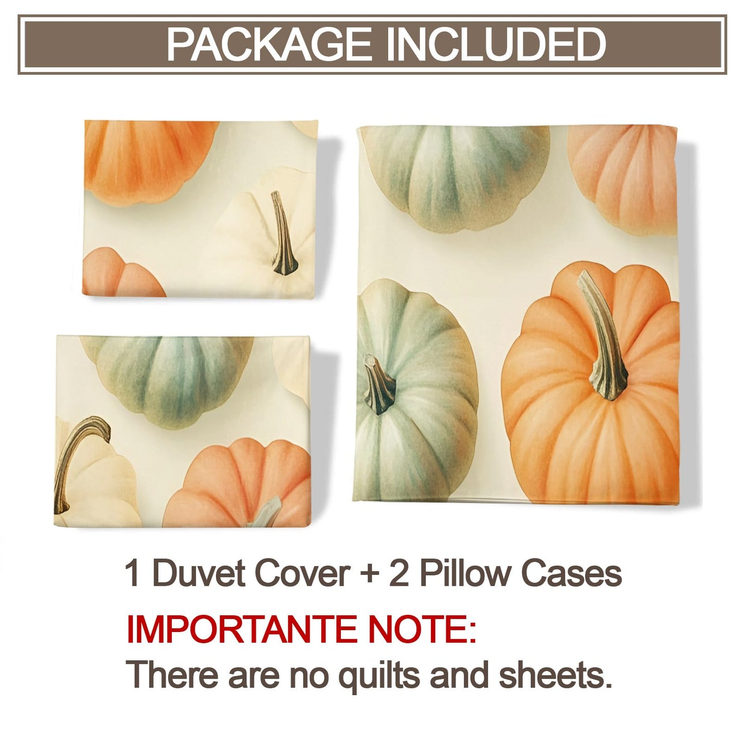 PAISUOQ Pumpkin Bedding, Autumn Duvet Cover Full, Thanksgiving Comforter Cover with Zipper Ties, 3 Pieces with 2 Pillowcases, Home Decor & Gifts