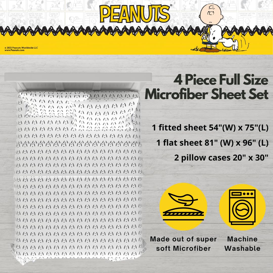Collectibles Peanuts Snoopy Bedding Super Soft Cozy Microfiber 4 Piece Full Sheet Set, (Officially Licensed Product) By Franco