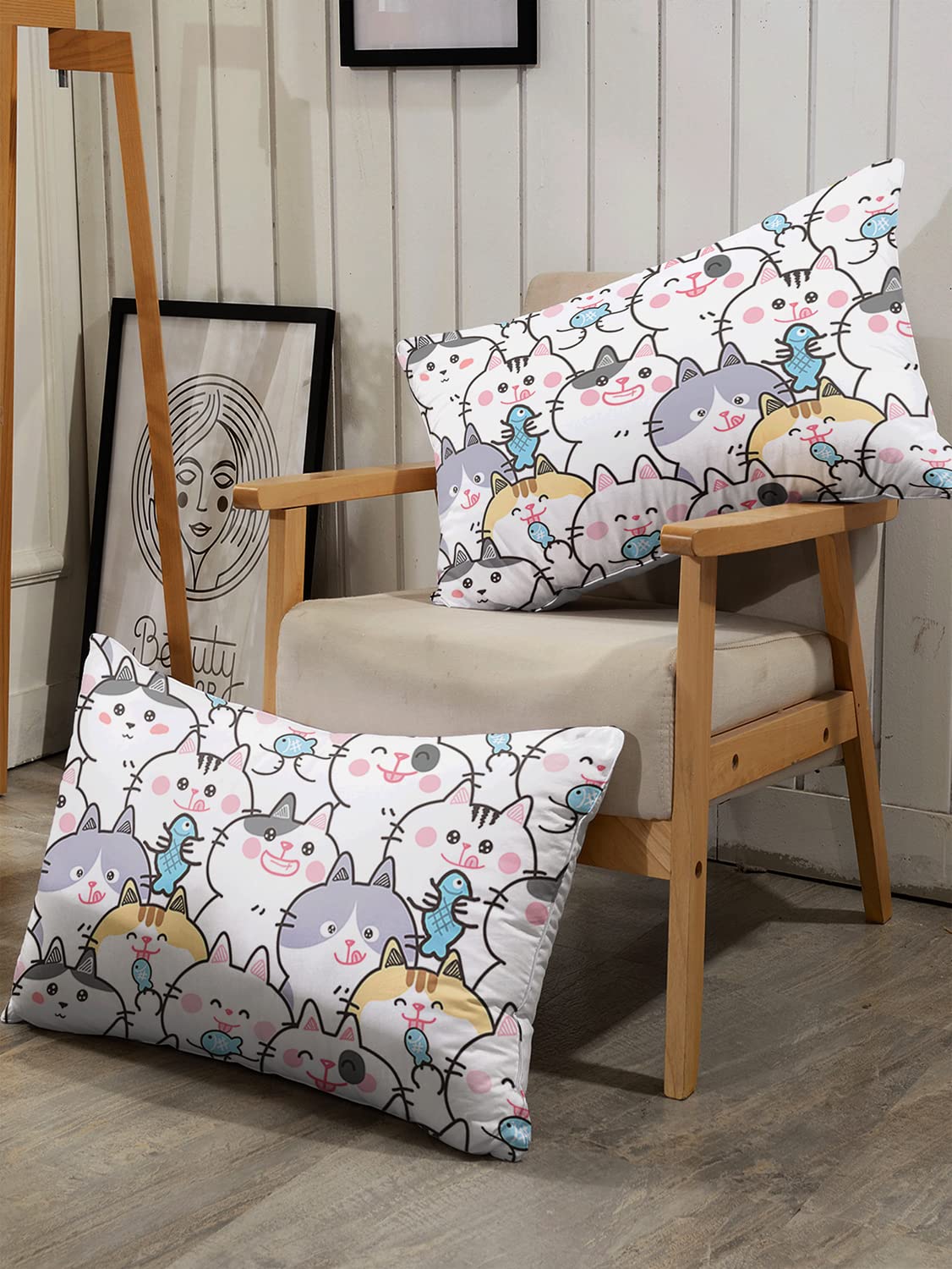 CVHOUSE Kawaii Bedding Queen Size,Kawaii Cat Bedding Set for Girls Kids Teens,Cute Cat Comforter Set Cover Soft,1 Duvet Cover 2 Pillowcases 3 Piece,Girl's Bedroom Kawaii Decor