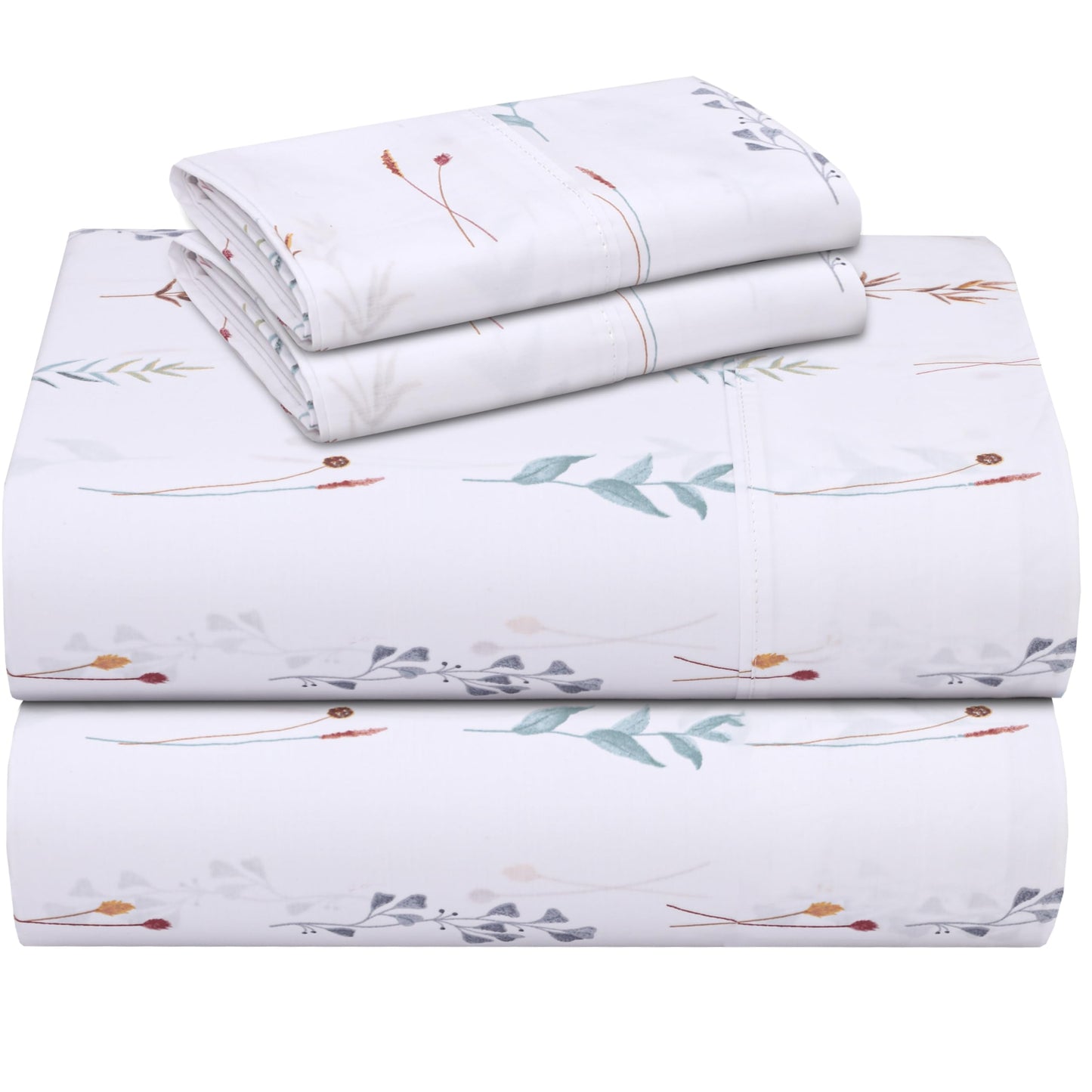 ZOYER 100% Cotton Percale Sheets Full Size – Cooling Breathable Bed Sheets for Hot Sleepers, Crisp Hotel Style Bedding, Deep Pocket 16”, Lightweight Soft Durable 4 Pcs Sheet Set, Fairy Meadows