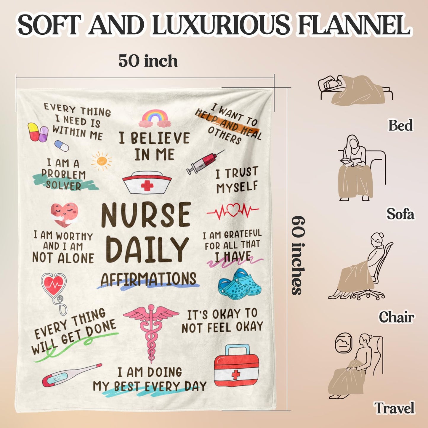 Stelogiift Nurse Gifts for Women Blanket 60" x 50" - Nurse Appreciation/Week/Day Gift, Graduation/Birthday/Present for Nursing Student/Practitioner, Nurses Practitioner, RN Nurses, LPN