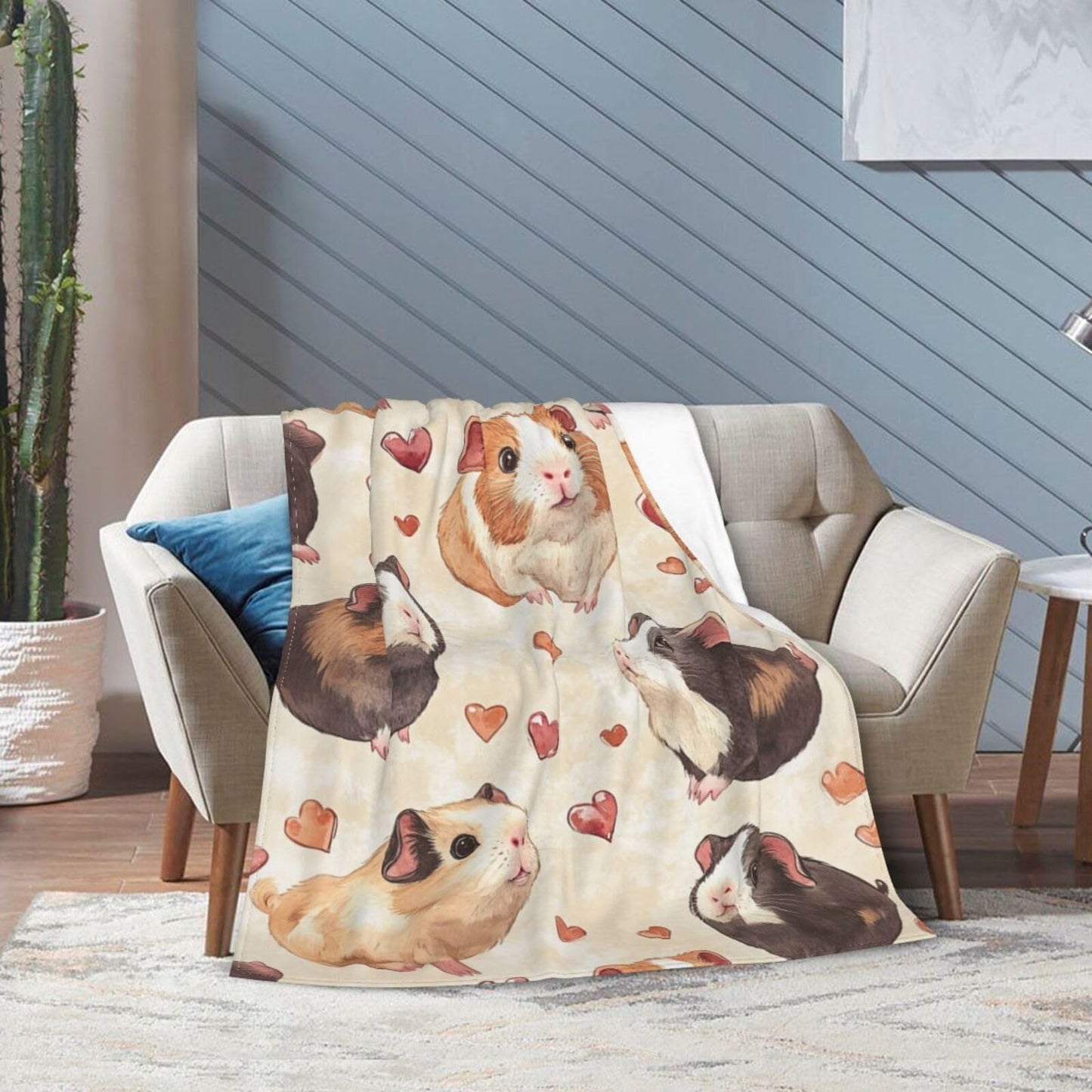 Cute Guinea Pig Throw Blanket Guinea Pig Pets Flannel Blankets Fuzzy Plush Super Soft Cozy Warm Decor Gifts for Boys Girls Kids Adults Men Women 40" x 50"