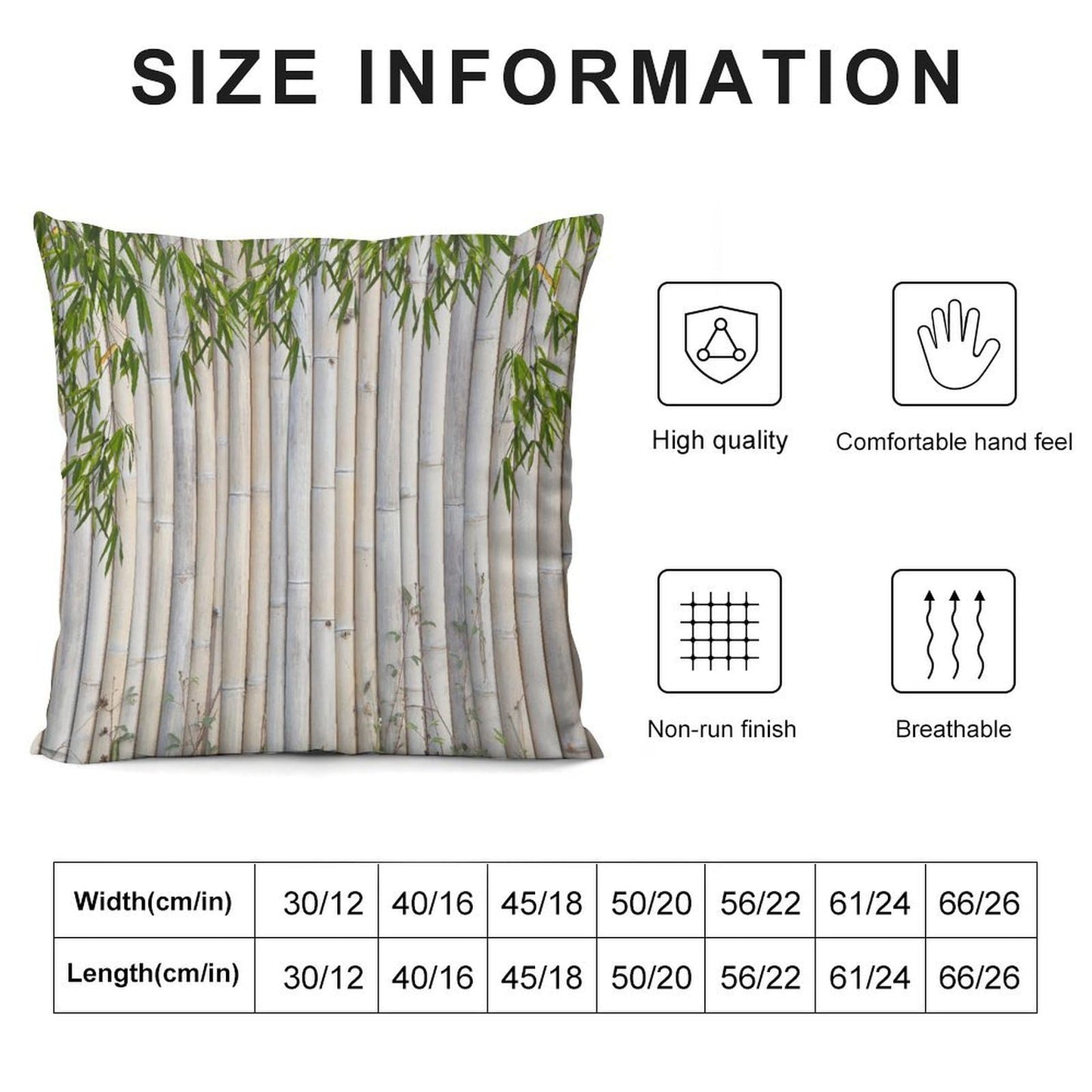 Bamboo Pillow Covers Set of 2,Japanese Asian Plant Nature Beige Brown Throw Pillow Covers 16x16 Inches Cotton Square Pillow Cover Set for Couch Bed Living Room Outdoor 16 "x16