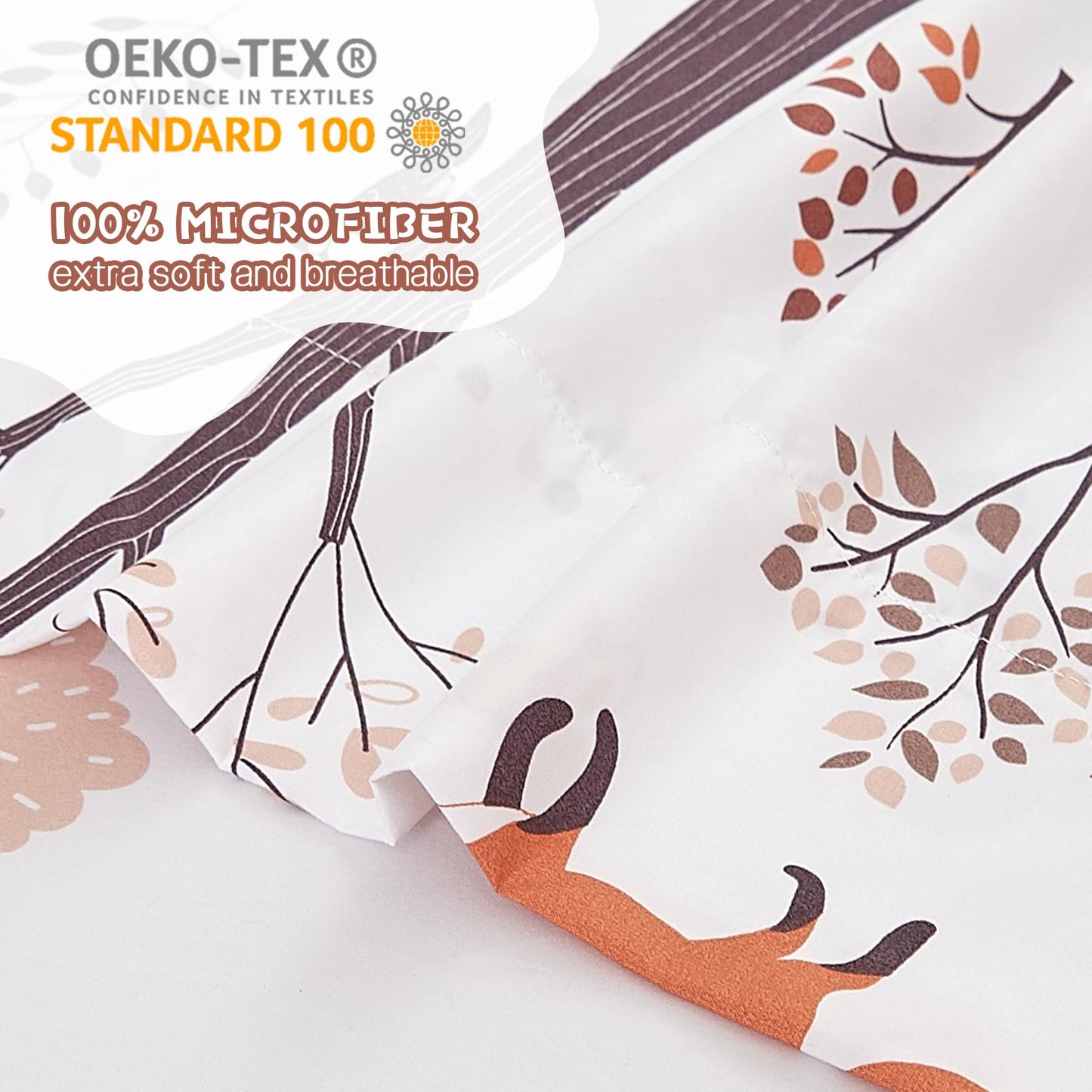 Yibeizi Woodland Forest Kids Sheet Set Full Size, Fall Animal Print Bedsheet Camper Themed Microfiber Deep Pocket Bedding Sheets & Pillowcases 4 Pieces