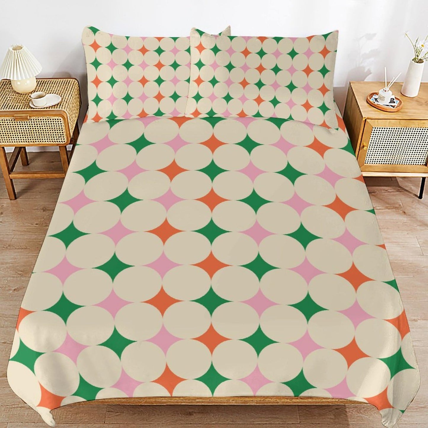 Focusbrite Modern Mid Century Duvet Cover, Vintage Geometry Bedding Sets Soft Comforter Cover，Aesthetic Abstract Art Bedding 3 Piece (1 Duvet Cover 86"x70" + 2 Pillow Sham 20"x30")