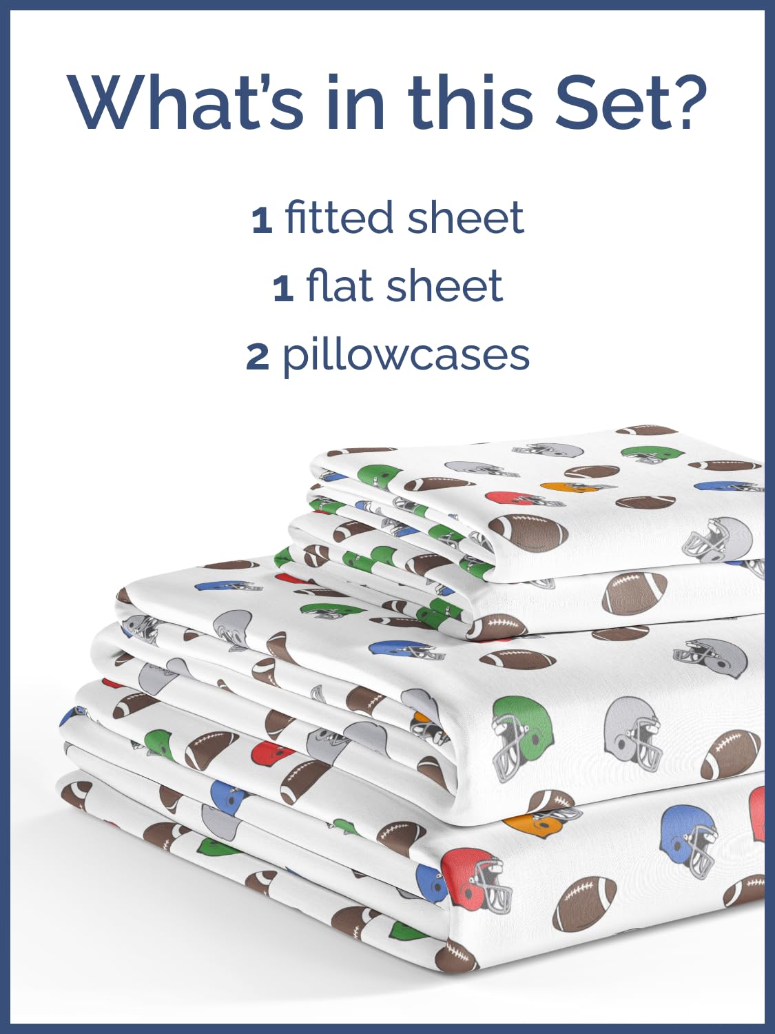 Kids Queen Size Bed Sheet Set - 4 Piece Kids Loft Bed Sheets - American Football Themed bedding - Soft, Cute and Cozy - Breathable & Machine Washable - Helmet Bed Set for Boys, Girls, Teens & Toddlers