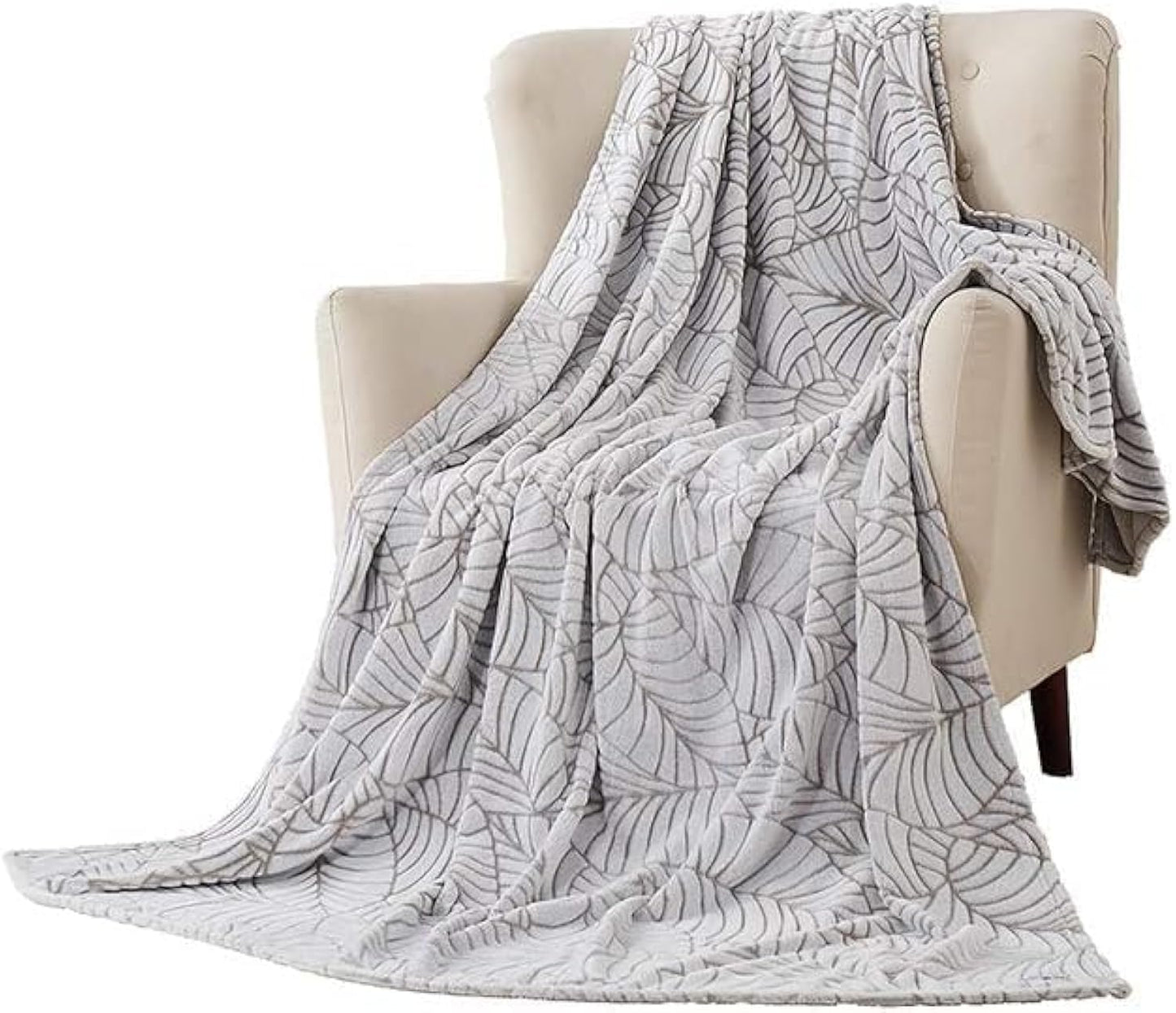 Special Glory Flannel Fleece Blanket Print Super Soft and Warm All Season Flannel Throw for Sofa Bed Car Outdoor Hotel and Home Leaf Print Pattern Light Brown 50x60 inch Pack of 2