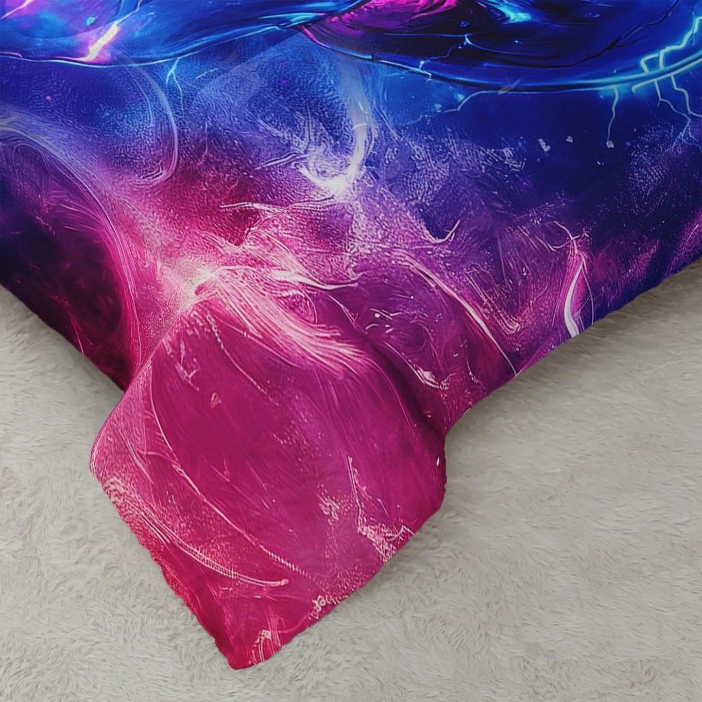 QOOMO 3Pcs Gothic Skull Comforter Set Twin,Skeleton Bedding Set for Teens Boys Girls,Purple Galaxy Printed Comforter with 2 Pillowcases,Down Alternative,Soft and Lightweight