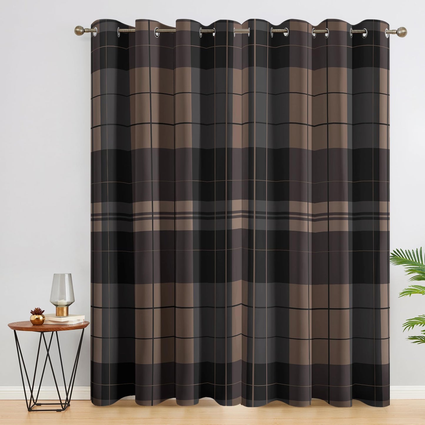 NejZoltrix Farmhouse Plaid Curtains for Bedroom, Scottish Tartan Curtain for Living Room, Checkered Gingham Window Curtains, Grommet Drapes 96 Inches Long 2 Panels Set - Blackout Thermal