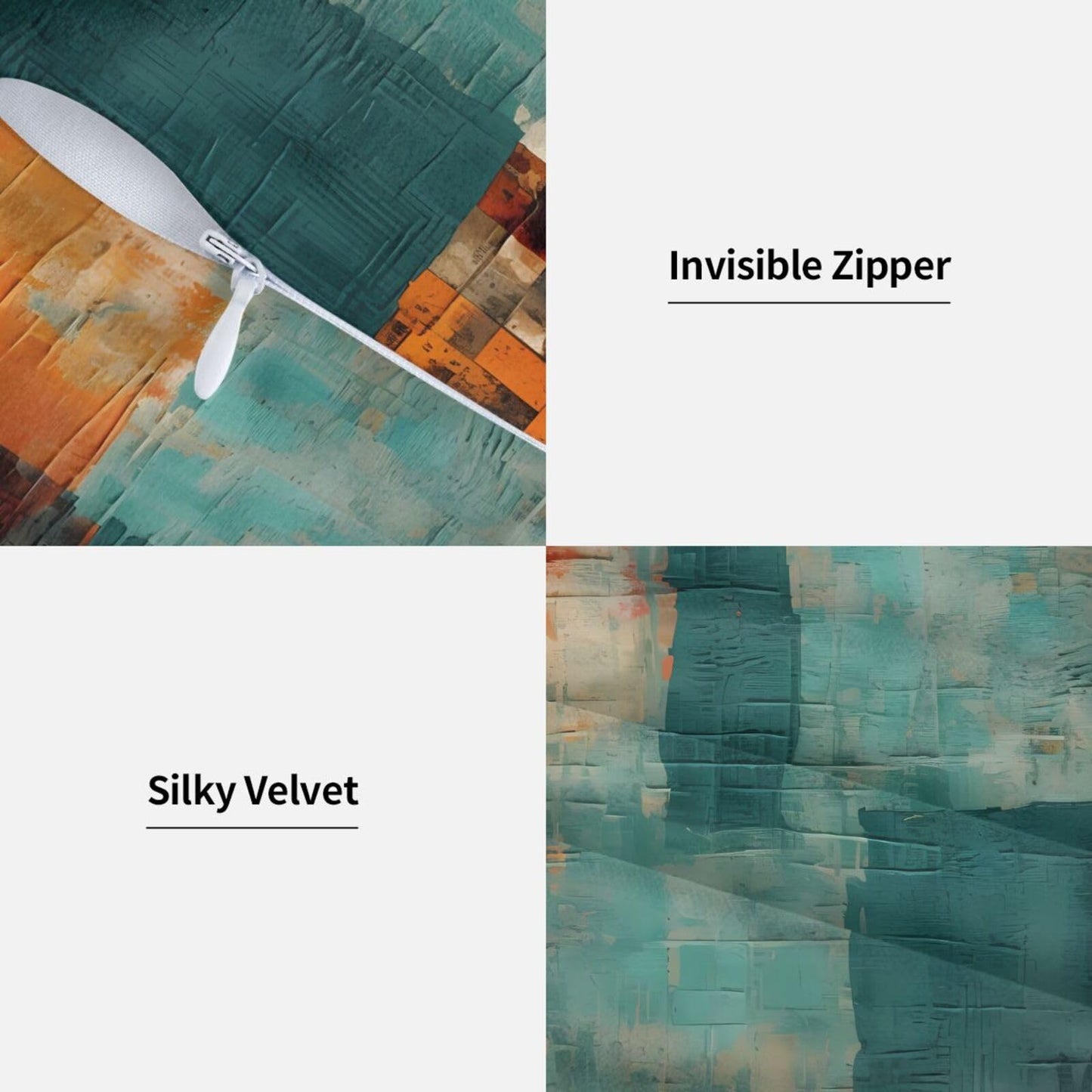 Yopiiefa Abstract Teal Green and Orange Throw Pillow Covers 18x18 Set of 2 Messy Rust Painting Decorative Pillow Covers for Sofa Couch Bed Home Decor