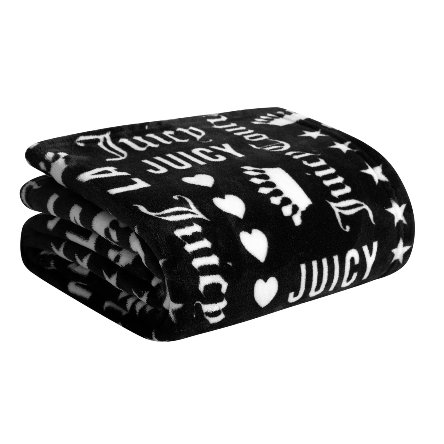 Juicy Couture - Throw Blanket | Crown Royal | Plush and Cozy | Decorative Blankets for Sofas, Chairs and Beds| Luxurious and Soft | Chic Home Decor | Measures 50" x 70" | Black/White