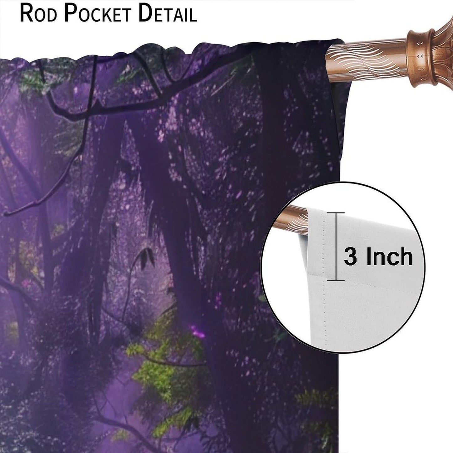 HZOHNAGO Enchanted Forest Curtains Fantasy Nature Purple Forests Waterfall Blackout Print Rod Pocket Window Drapes for Bedroom Living Room 42x45in