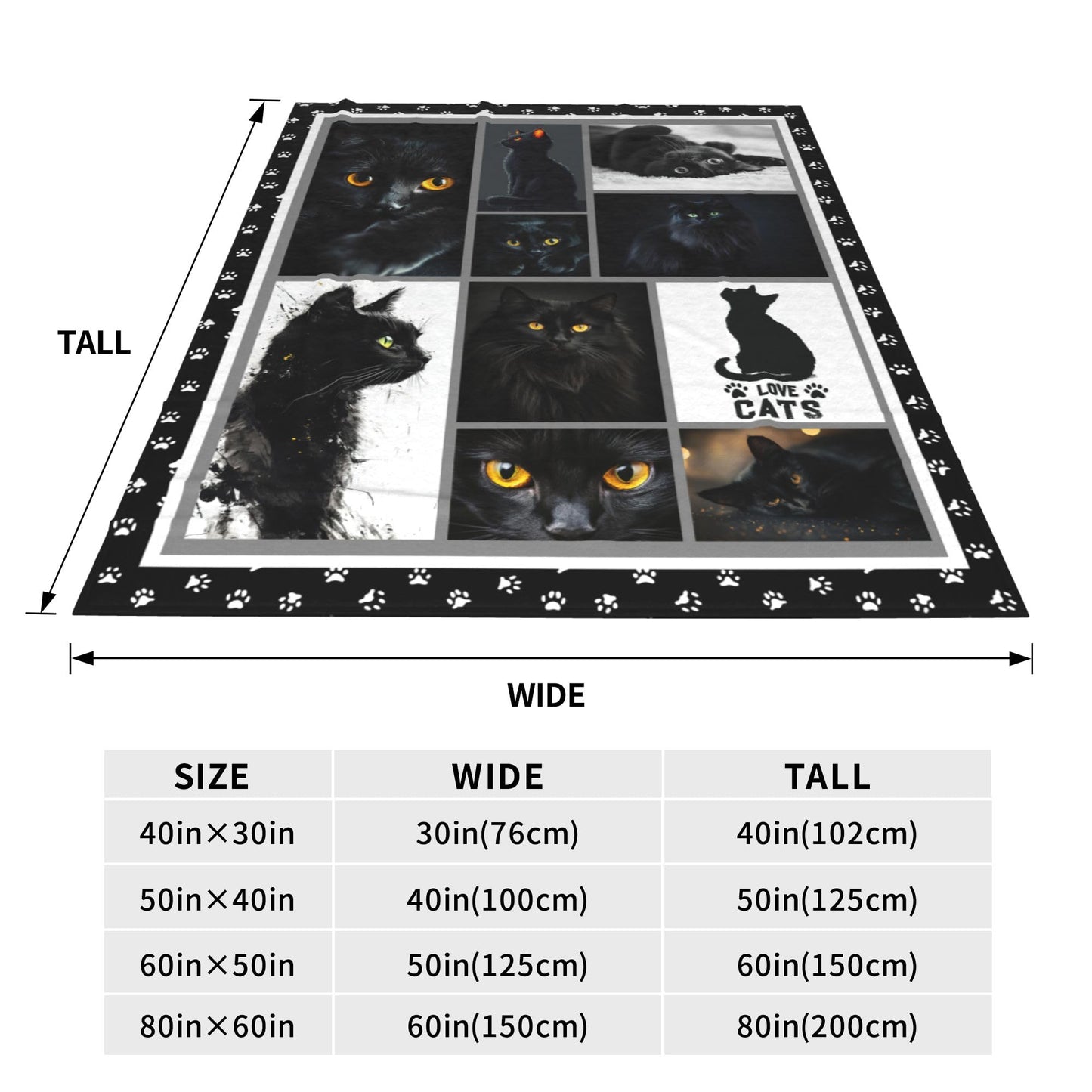 Cat Throw Blanket Soft Warm Cozy Black Cats Blankets Fuzzy Plush Fleece Cat Blanket Gifts for Couch Bed Sofa Home Decor 40''X50''