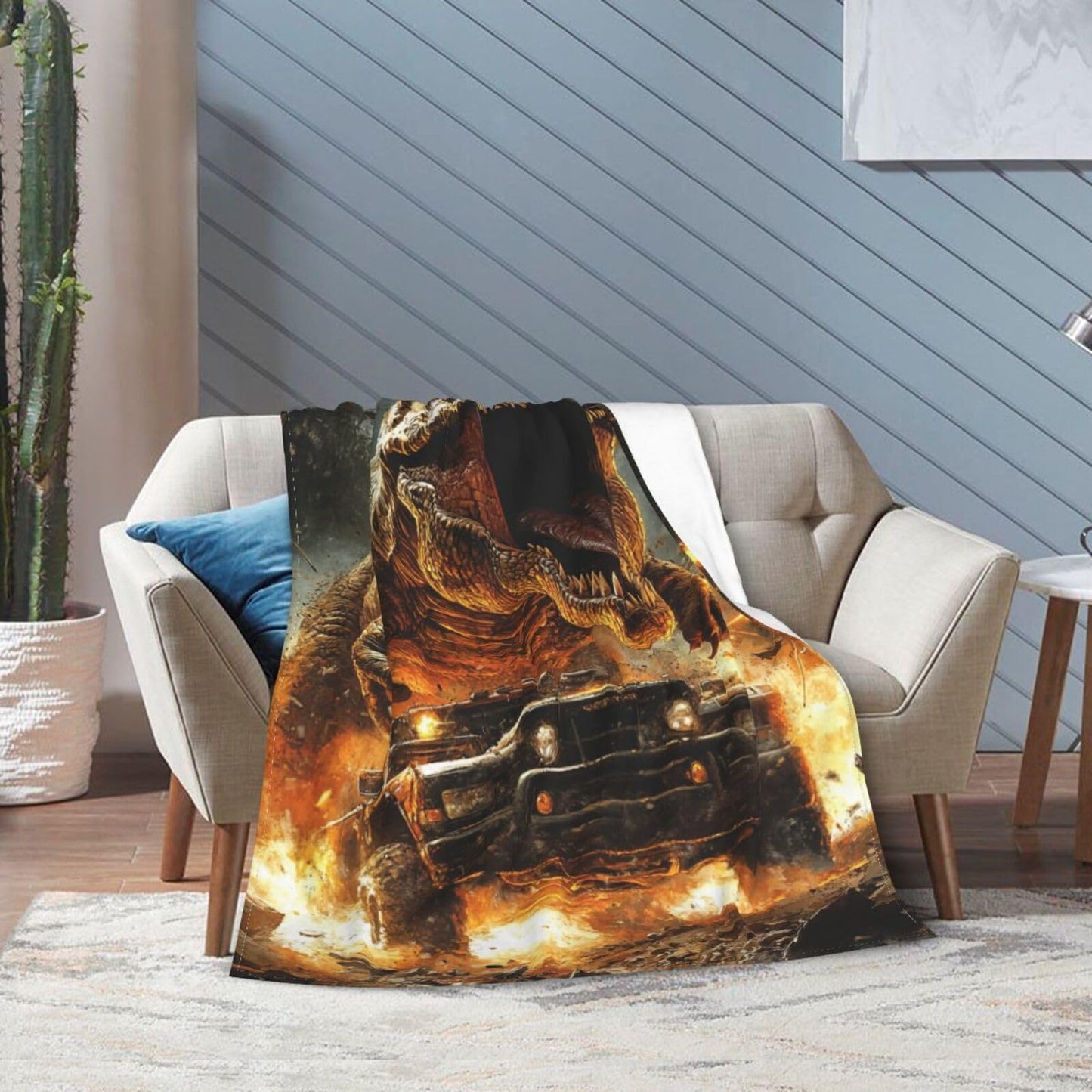 Cool Dinosaur Throw Blanket Dinosaur Truck Blankets Disk Fleece Plush Super Soft Cozy Warm Lightweight Musical Instrument Decor Gifts for Boys Girls Kids Adults Men Women 40" x 50"