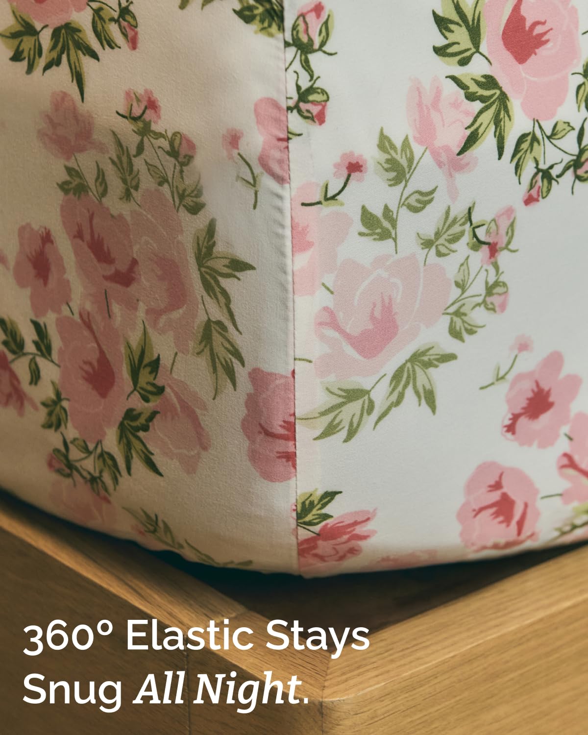Floral Sheets - Pink Floral Bed Sheet Set - 1 Flat, 1 Fitted & 2 Pillowcases w/ Deep Pockets - Comfy, Wrinkle & Fade Free - Boho Botanical Bedding - Ultra-Soft, Breathable & Cooling - King Size Set