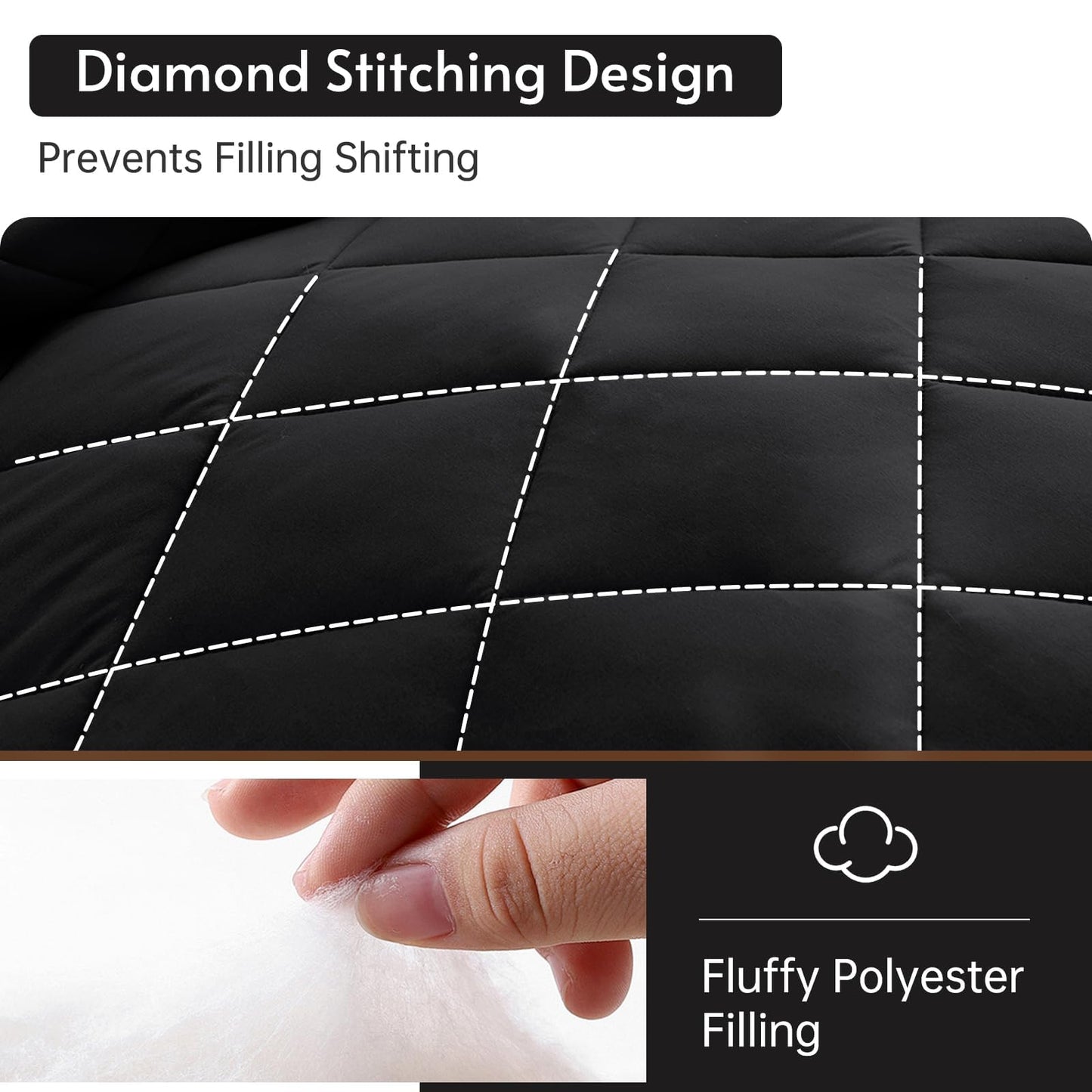MUXHOMO 7 Pieces California King Comforter Set, Reversible Bed in a Bag Cal King Size, All Season Bedding Set with Comforter, Flat Sheet, Fitted Sheet, Pillowcases & Shams, Black & White