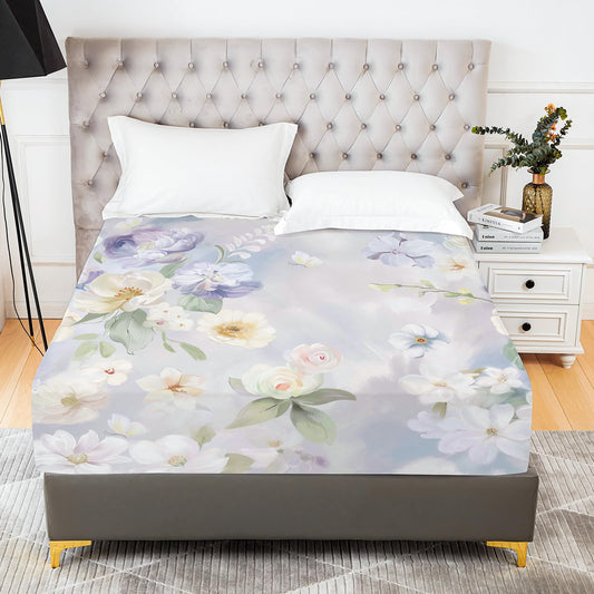 YIYEA Floral Fitted Sheet Only, Premium Double Brushed Microfiber Deep Pocket Fitted Sheet Queen Size, Ultra Soft Fitted Bottom Sheet, Shrinkage, Fade Resistant, Queen
