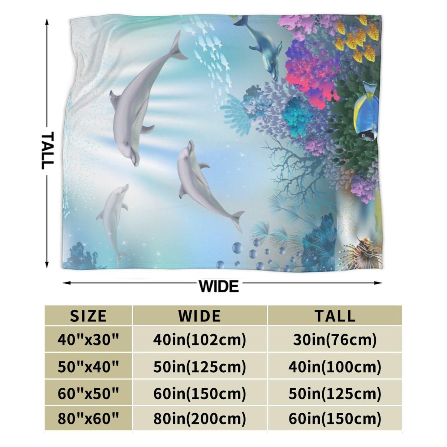 Ocean Animal Dolphin Blanket Soft Lightweight Throw Blankets Cozy Flannel Bed Throws for Sofa Couch Travel Home Room Bedroom Decor Gifts for Boys Girls Kids Adults 60"x50"