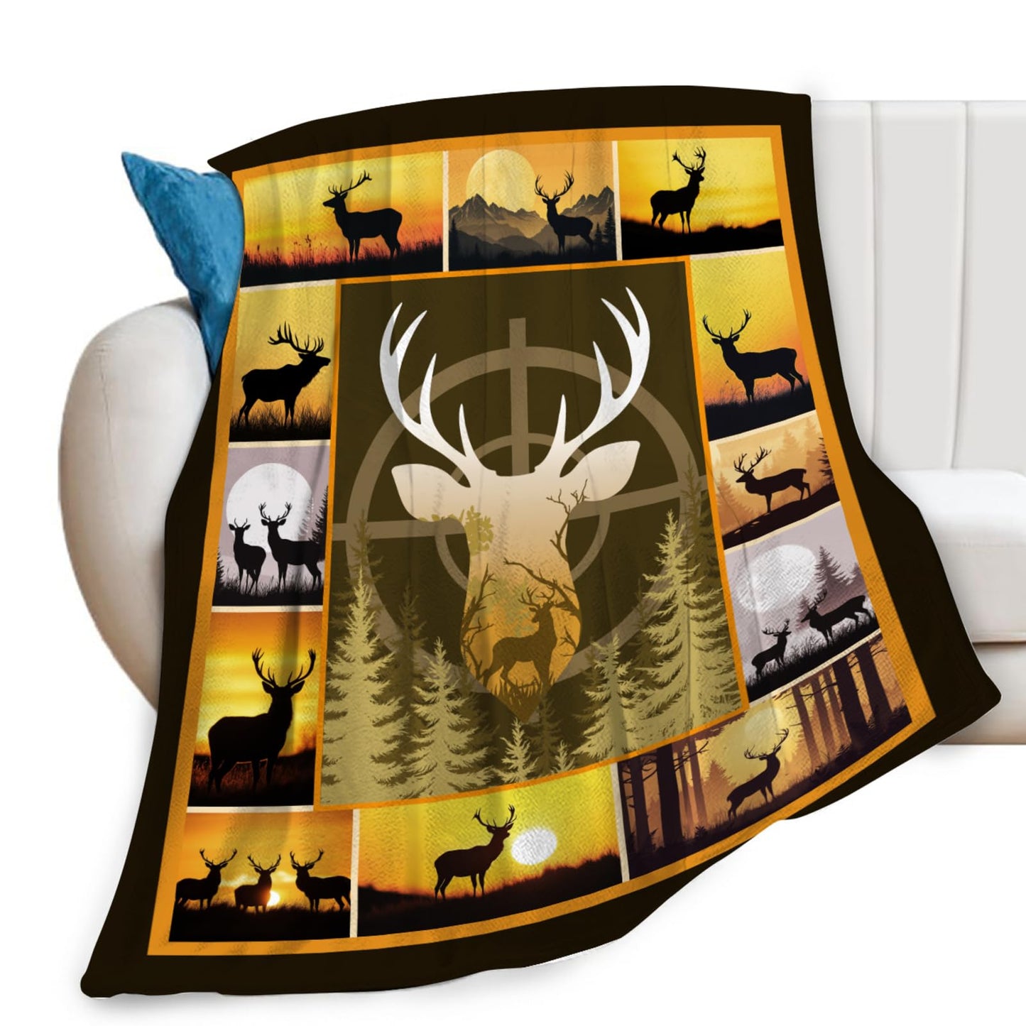 Lovira Hunting Throw Blanket Deer Buck Throw Blankets Hunter Gifts for Couch Sofa Bed Stuff Decor Fleece Plush Warm Flannel for Lover Men Women 40"x50"