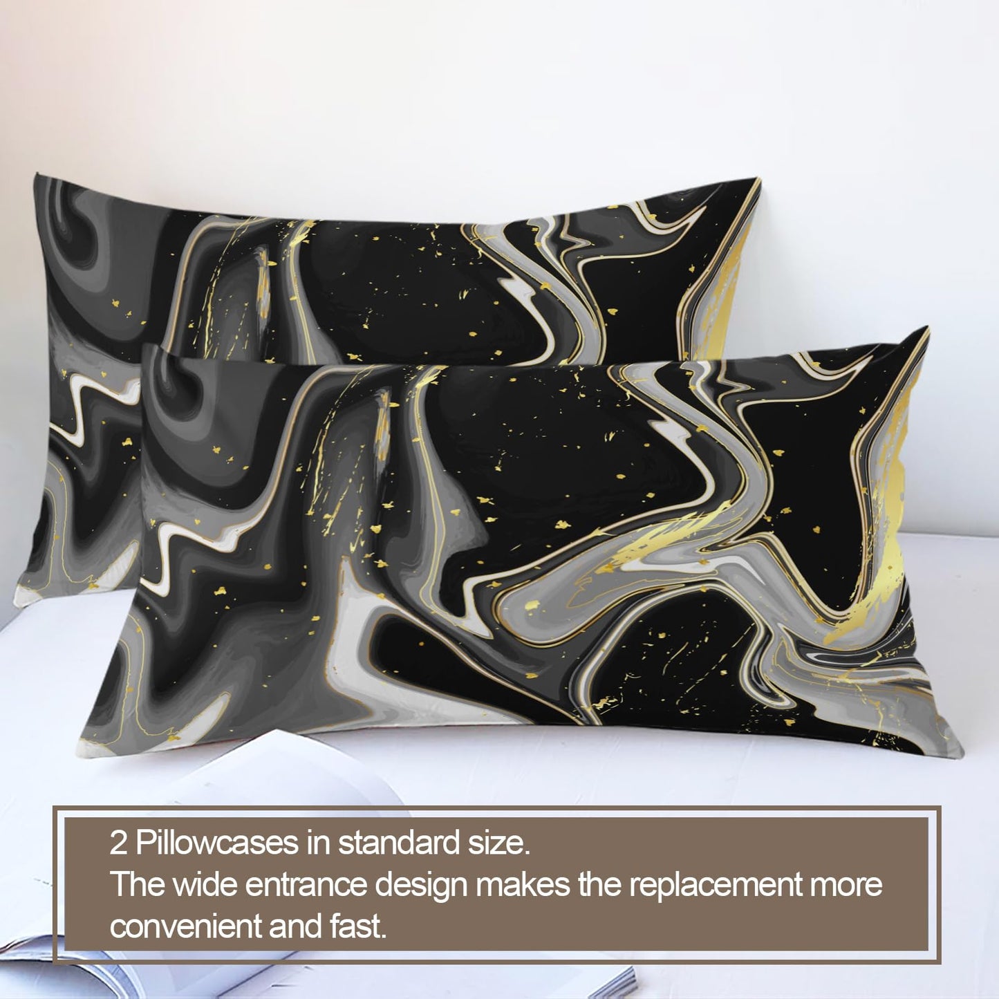 PAISUOQ Marble Duvet Cover Queen Size - Abstract Marble Home Decor & Gifts, 3 Piece Back to School Dorm Bedding, Easy Care Microfiber Comforter Cover & Pillowcases, Fluid Textures
