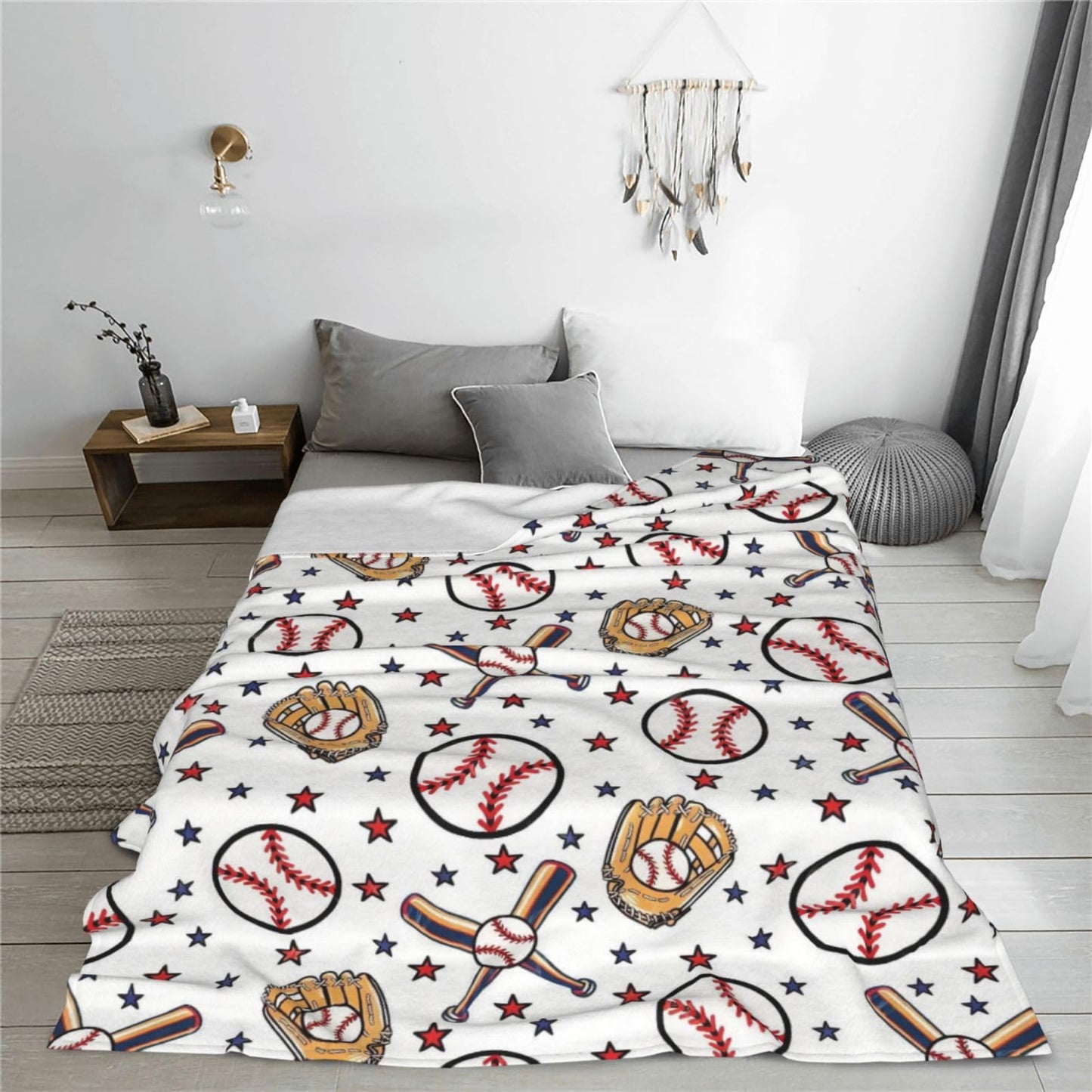 Baseball Blanket, Soft Fleece Throw for Kids, Unique Baseball Gifts Ideas for Boys & Girls Throw Blanket for Home Living Room Couch Bed Chair or Dorm Decor 50x40inches