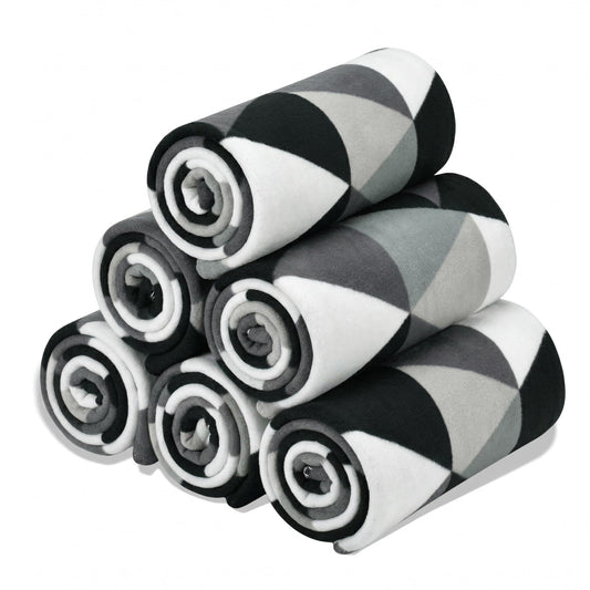 CAI TENG Triangle Fleece Throw Blankets Bulk 6 Pack Lightweight Warm Soft Cozy Kids Blanket 50 x 60 in Pet-Friendly Thin Small Blanket for Home, Bed, Sofa, Office, Gifts, Outdoor Grey Black