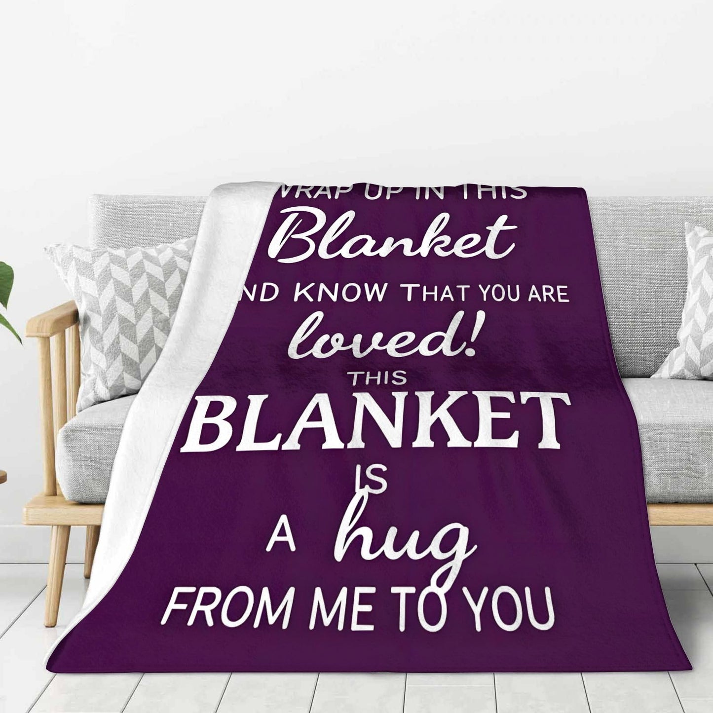Sending You A Big Hugs So Its There When You Need It Blanket Cozy Flannel Comfort Throw Sympathy Healing Gift Encouragement Blanket for Family and Friends (White 10, 50x60in(127cm*153cm))