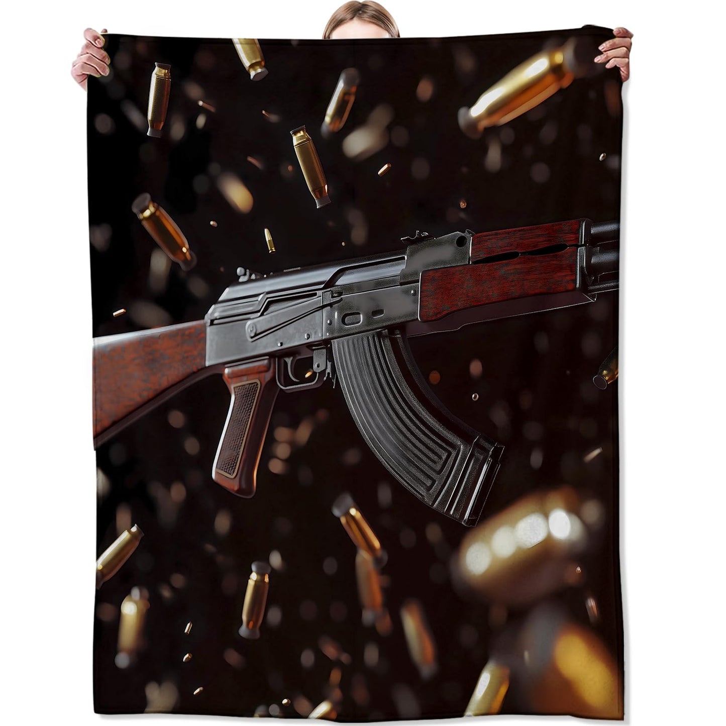 Gun Blanket for Adult Kids, Gun Decor Gifts for Sofa Couch Bed Living Room Soft, Flannel Gun Throw Decoration Soft Warm Lightweight Cozy 60" x 50"