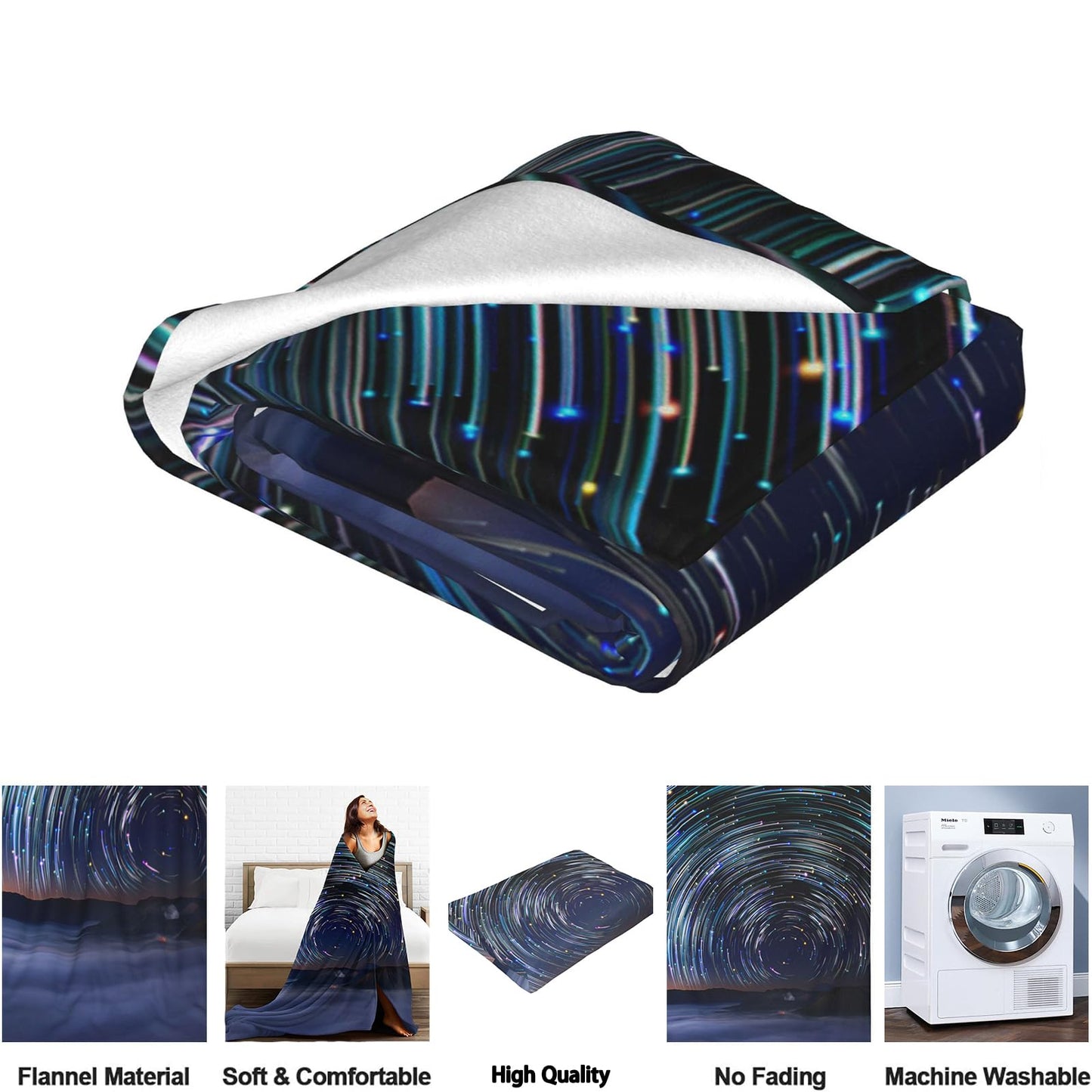 Celestial Moon and Butterfly Theme Blanket Gifts for Women Girls, Soft Warm Lightweight Flannel Throw Blankets for Living Room Home Sofa Travel Decor 40" x 50"