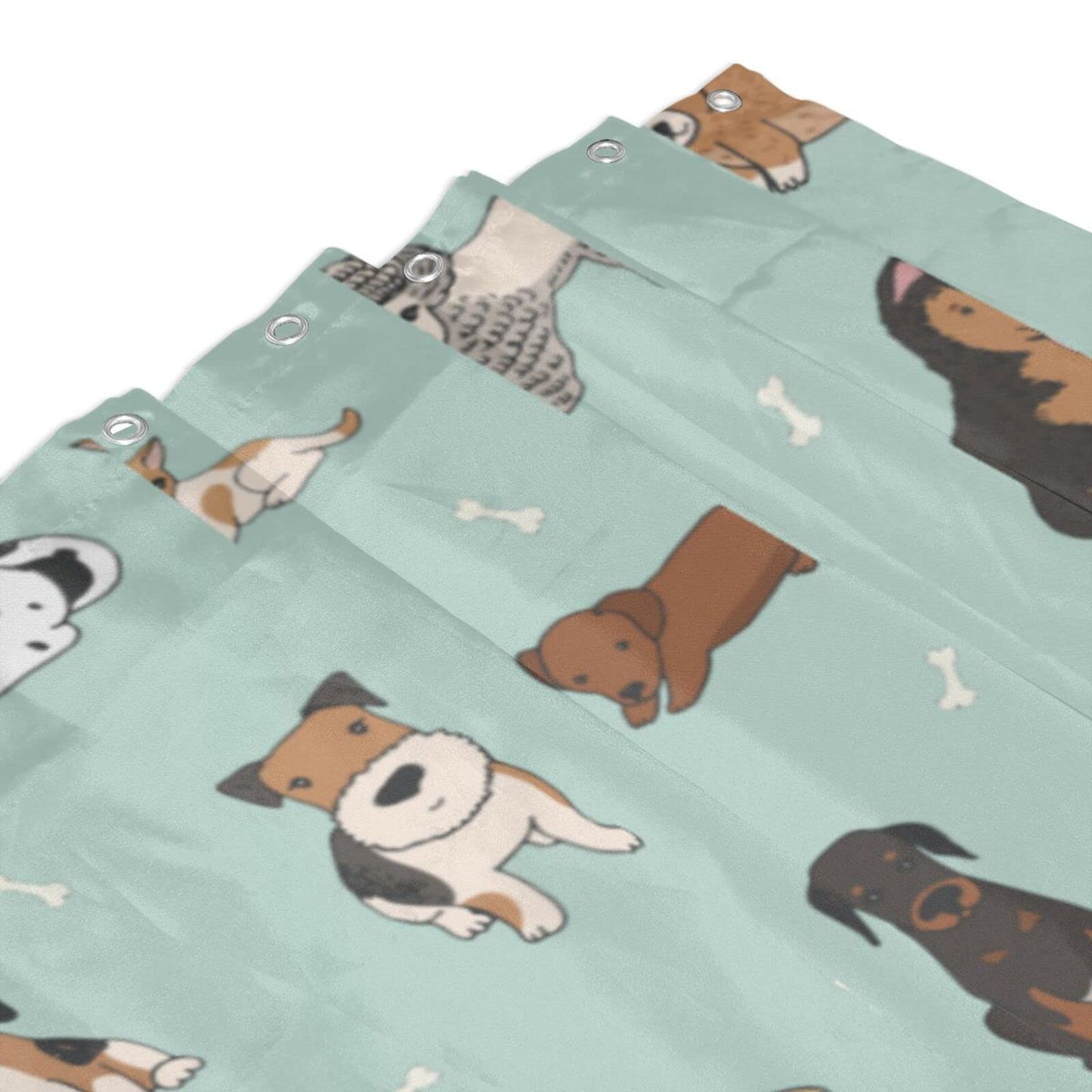 Fiokroo Puppy Dogs Cute Animals Shower Curtain 60x72in Waterproof Polyester Fabric Cartoon Pets Bath Curtain with 12 Hooks, Shower Curtains Sets for Home Bathroom Decor