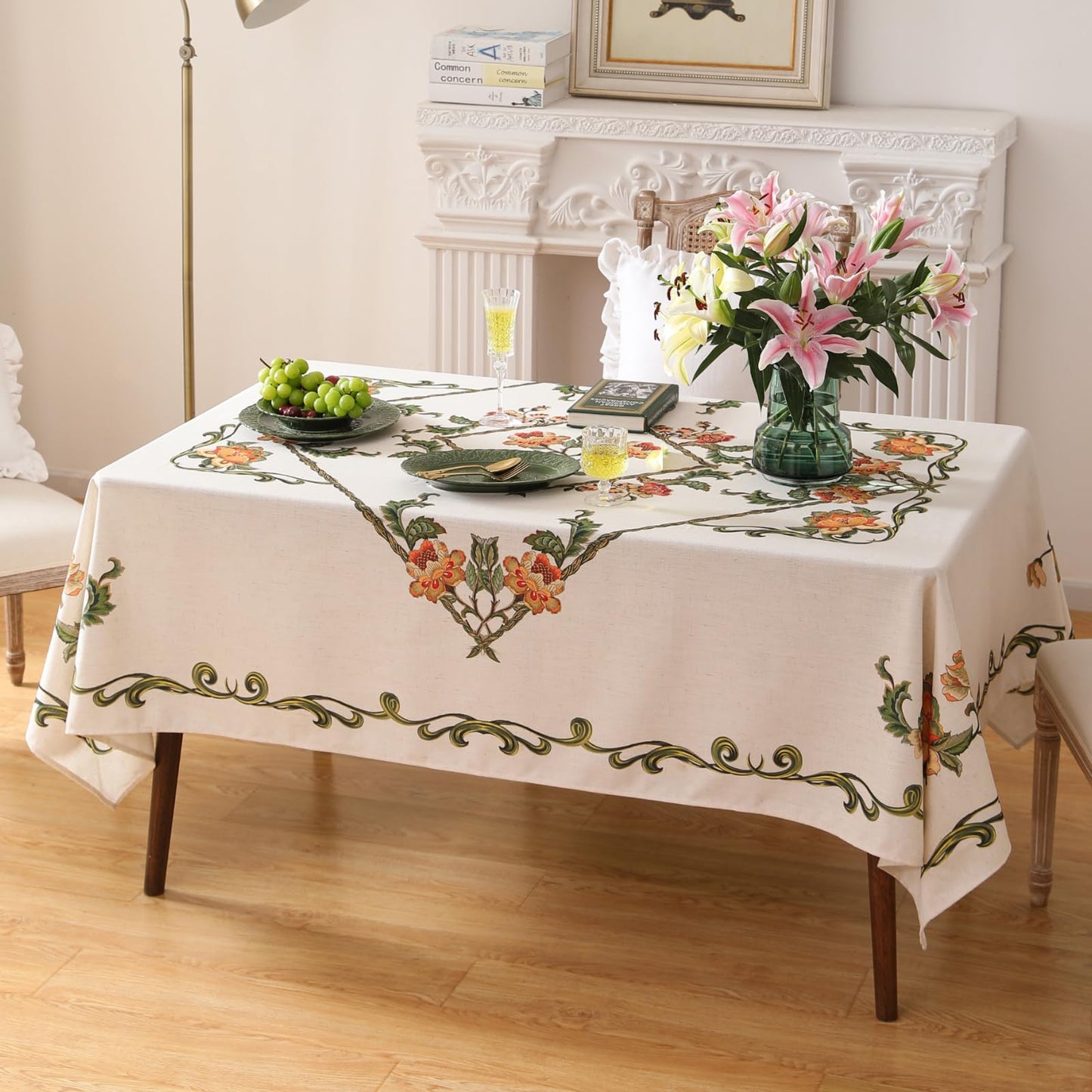 patdrea Vintage French Linen Tablecloth,Square,55"x55"-Santiago C