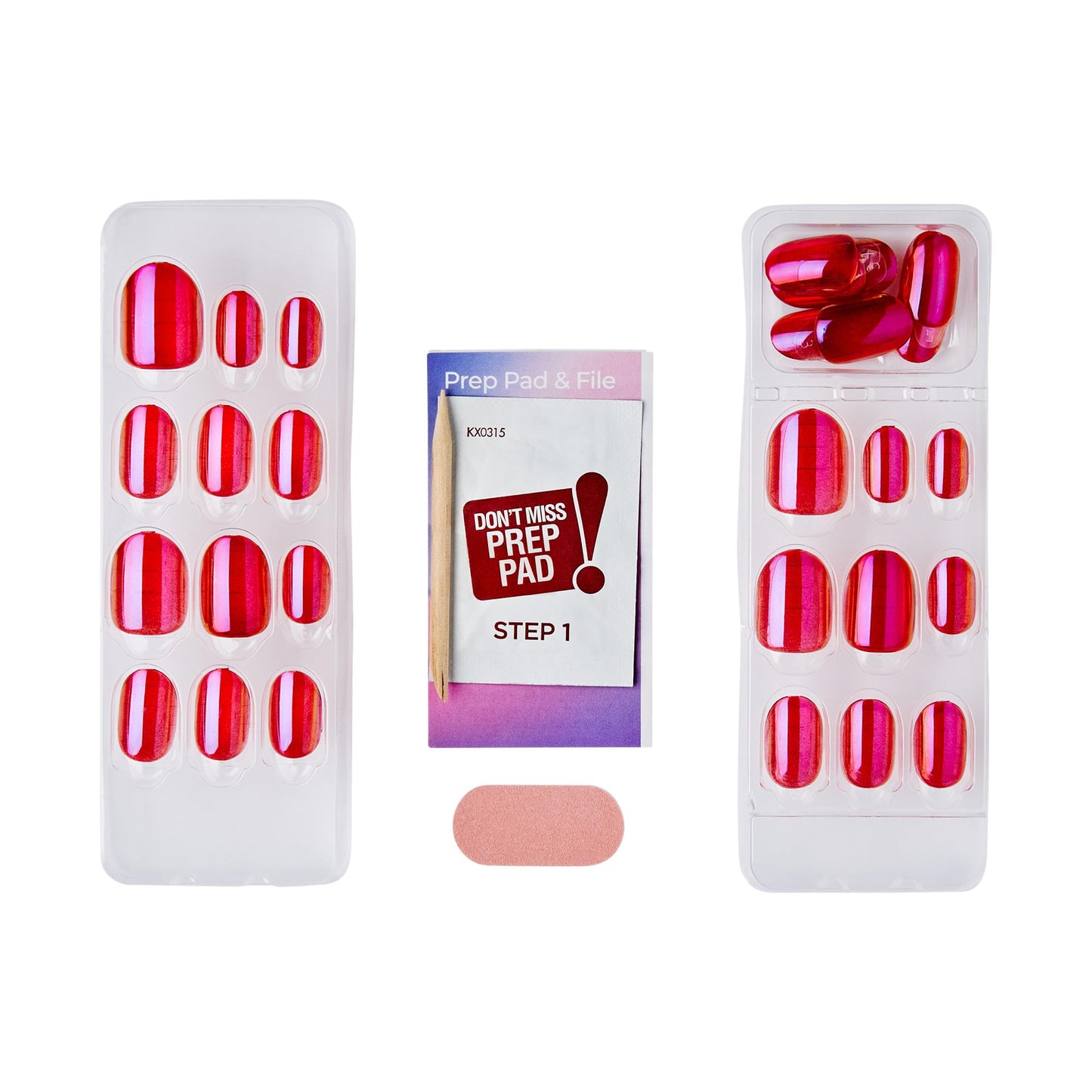 Kiss colorFX by Impress Press On Nails, Floating, 30 No Glue Peel and Stick Nails Kit with IMPROVED Adhesive, Pink Short Oval Pearlescent Effect, Includes Prep Pad, Manicure Stick & Mini File